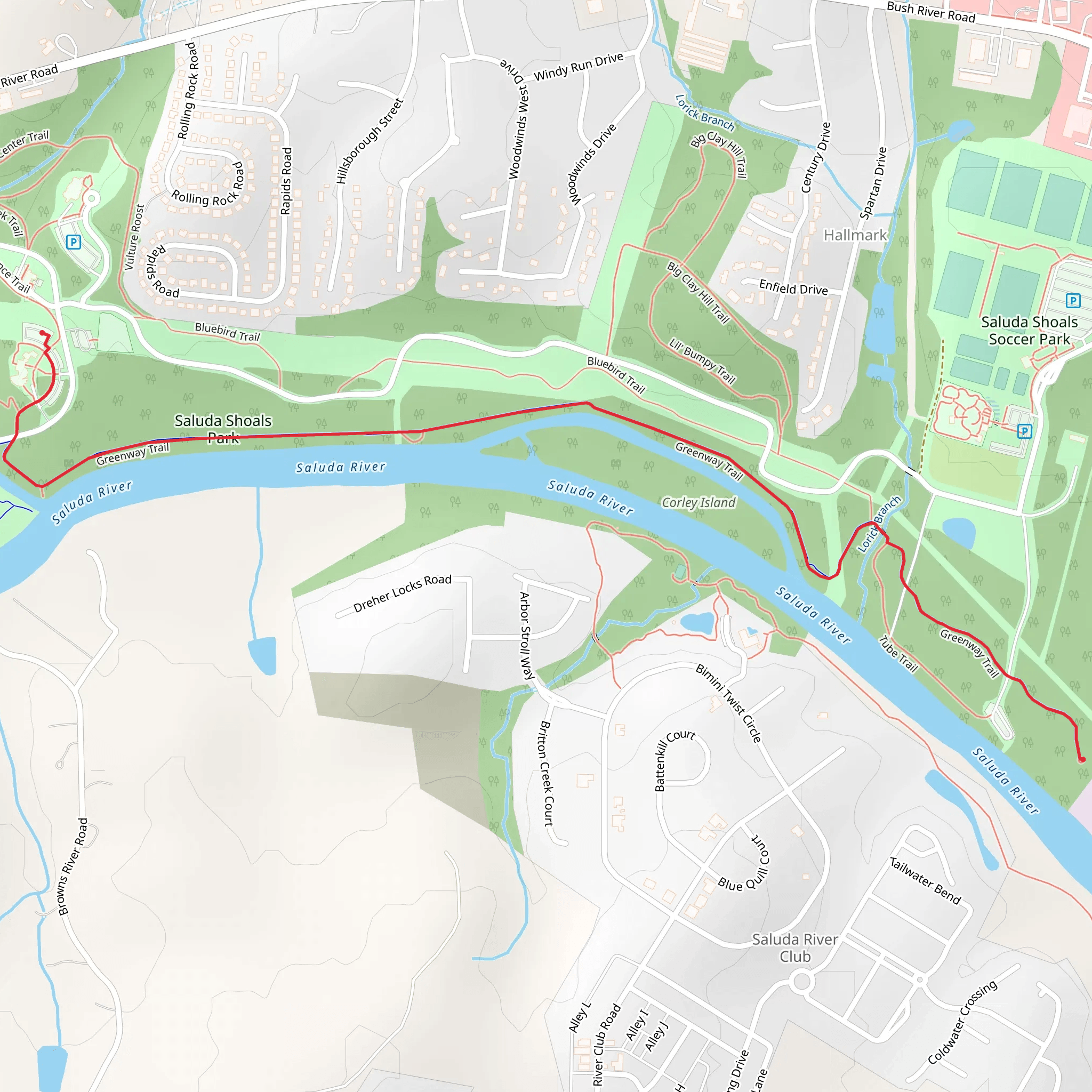 Saluda River - Saluda Shoals Park mobile static map