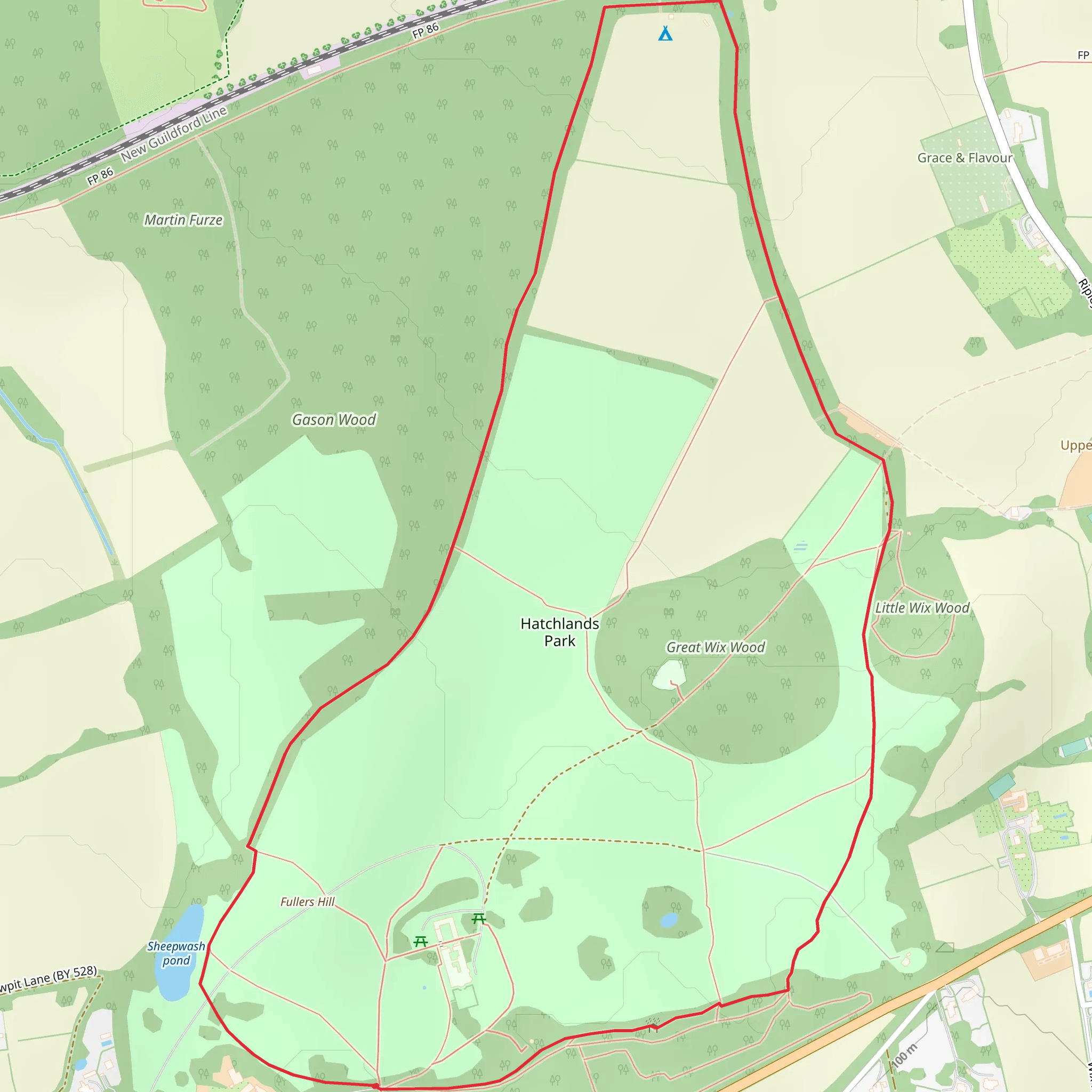 Hatchlands Park Walk mobile static map