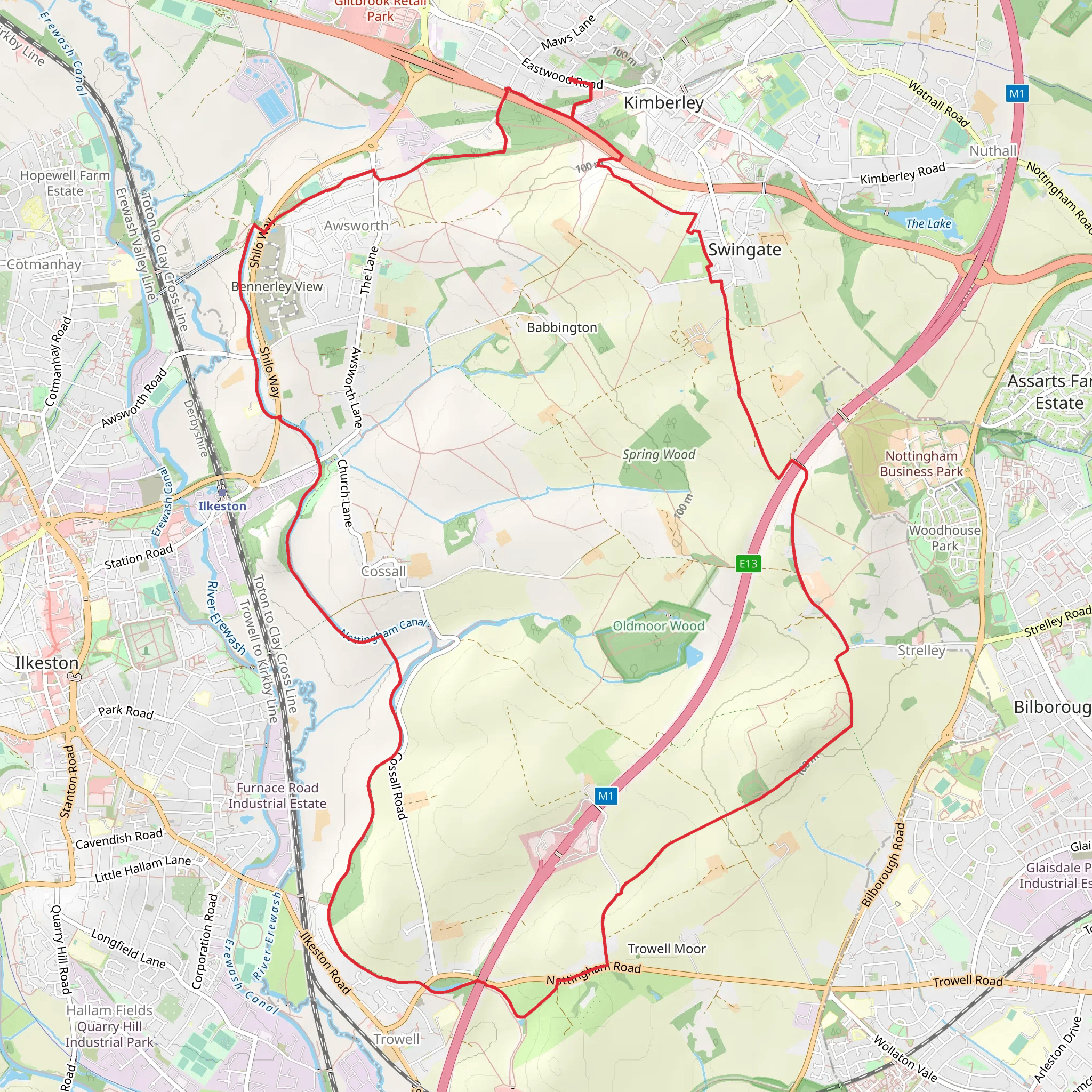Kimberley Country Park Loop mobile static map