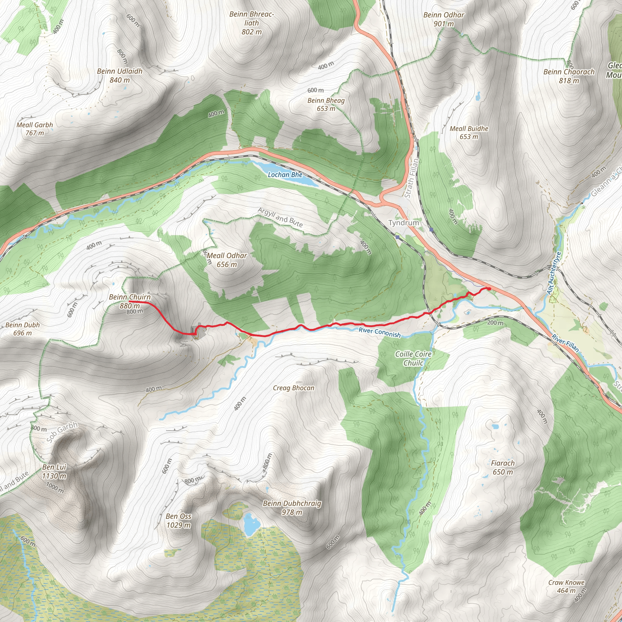 Beinn Chuirn from Ardormie mobile static map