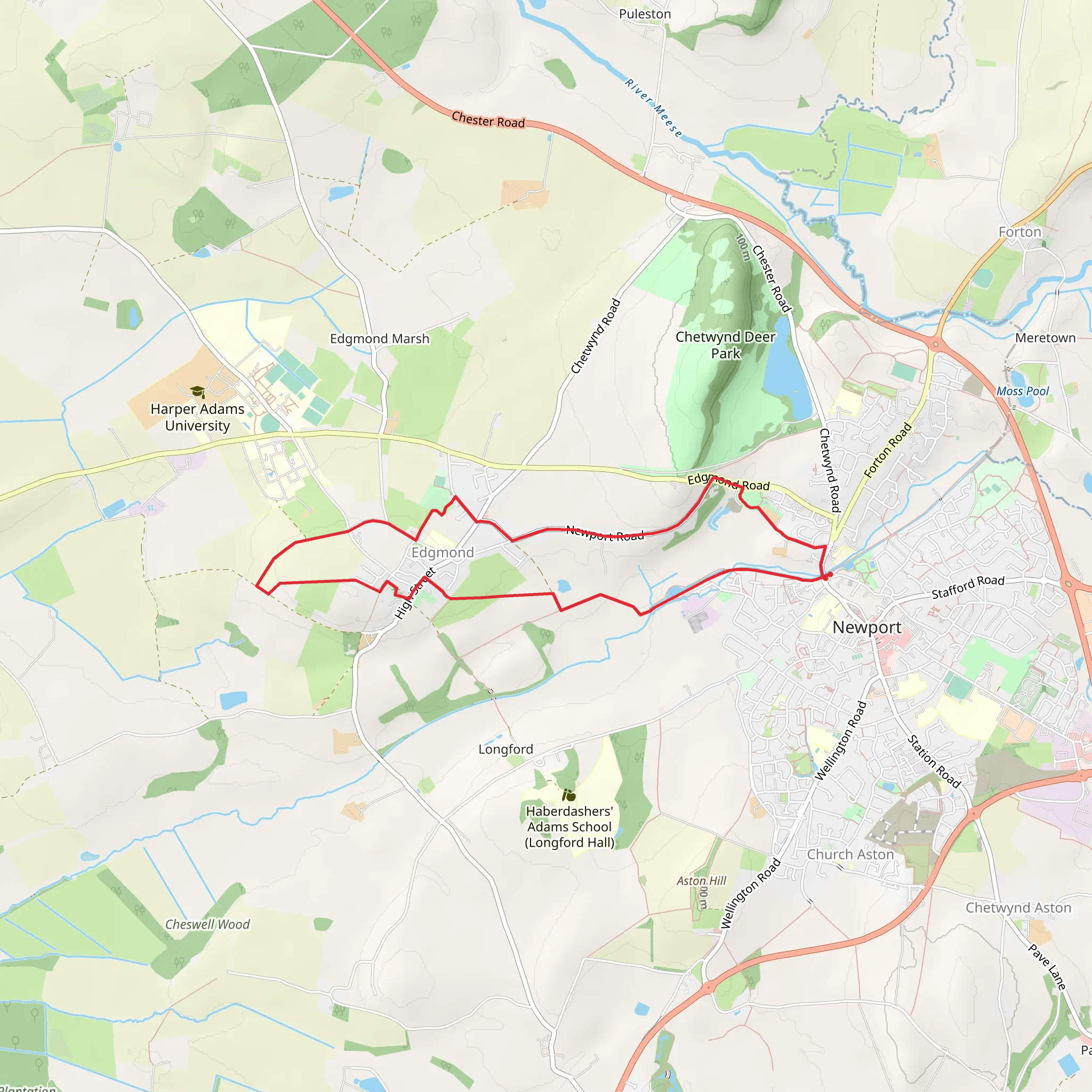 Newport and Edgmond mobile static map
