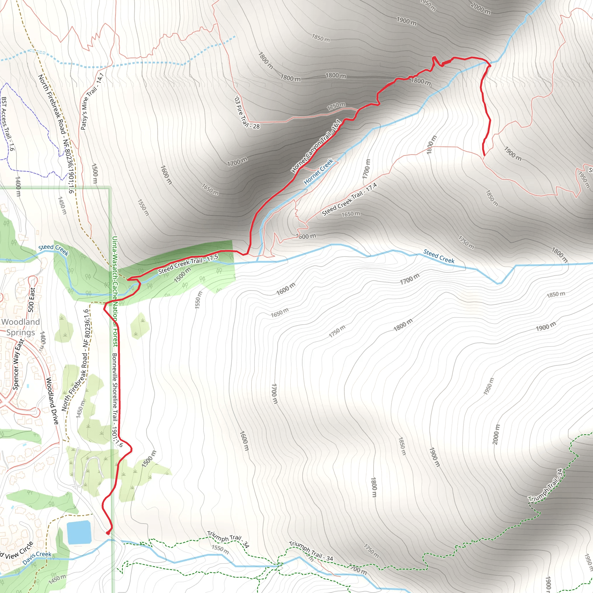 Hornet Canyon Trail mobile static map