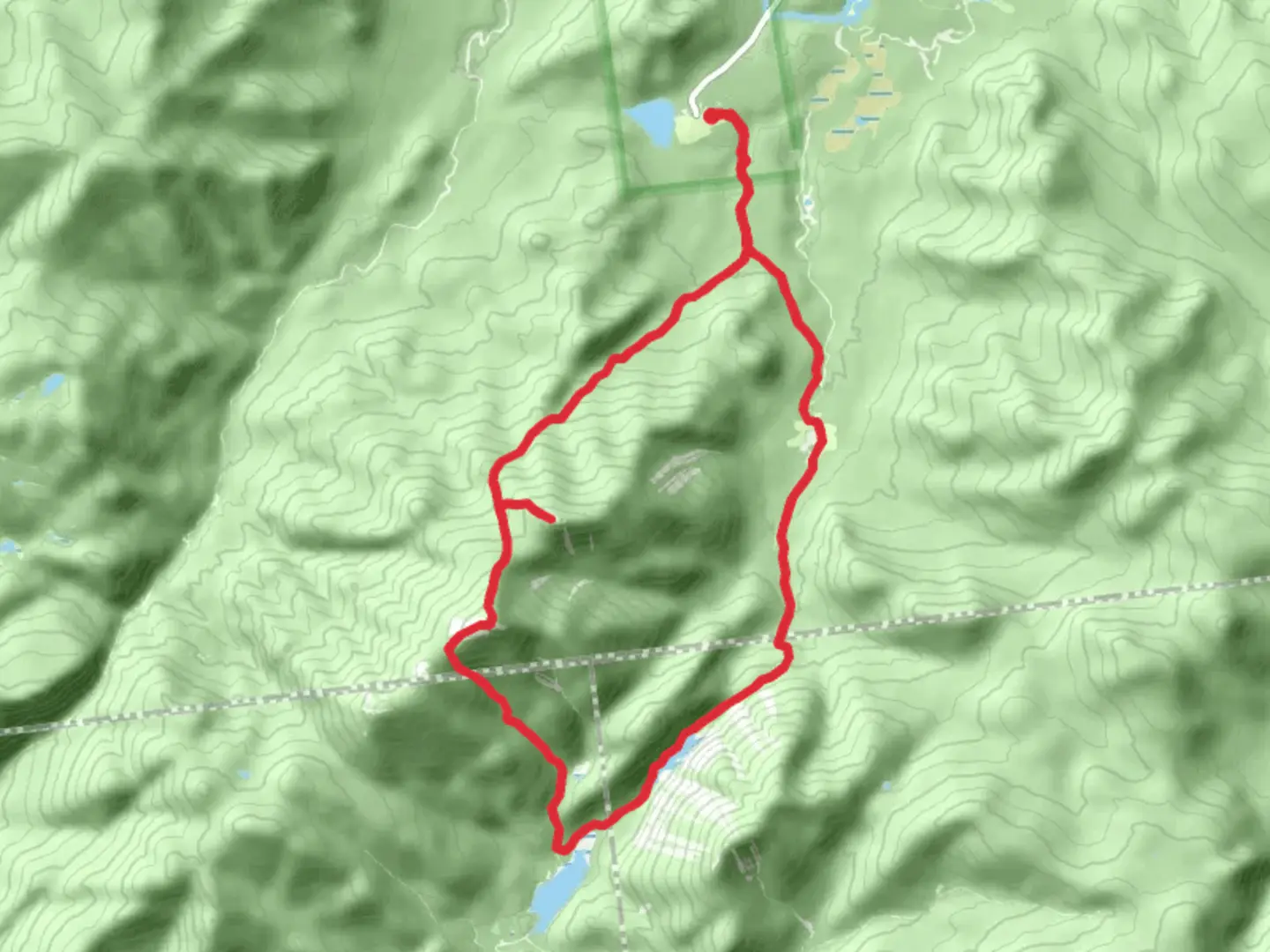 An image depicting the trail Algonquin Peak and Avalanche Lake Loop Trail via Heart Lake and its surrounding area.