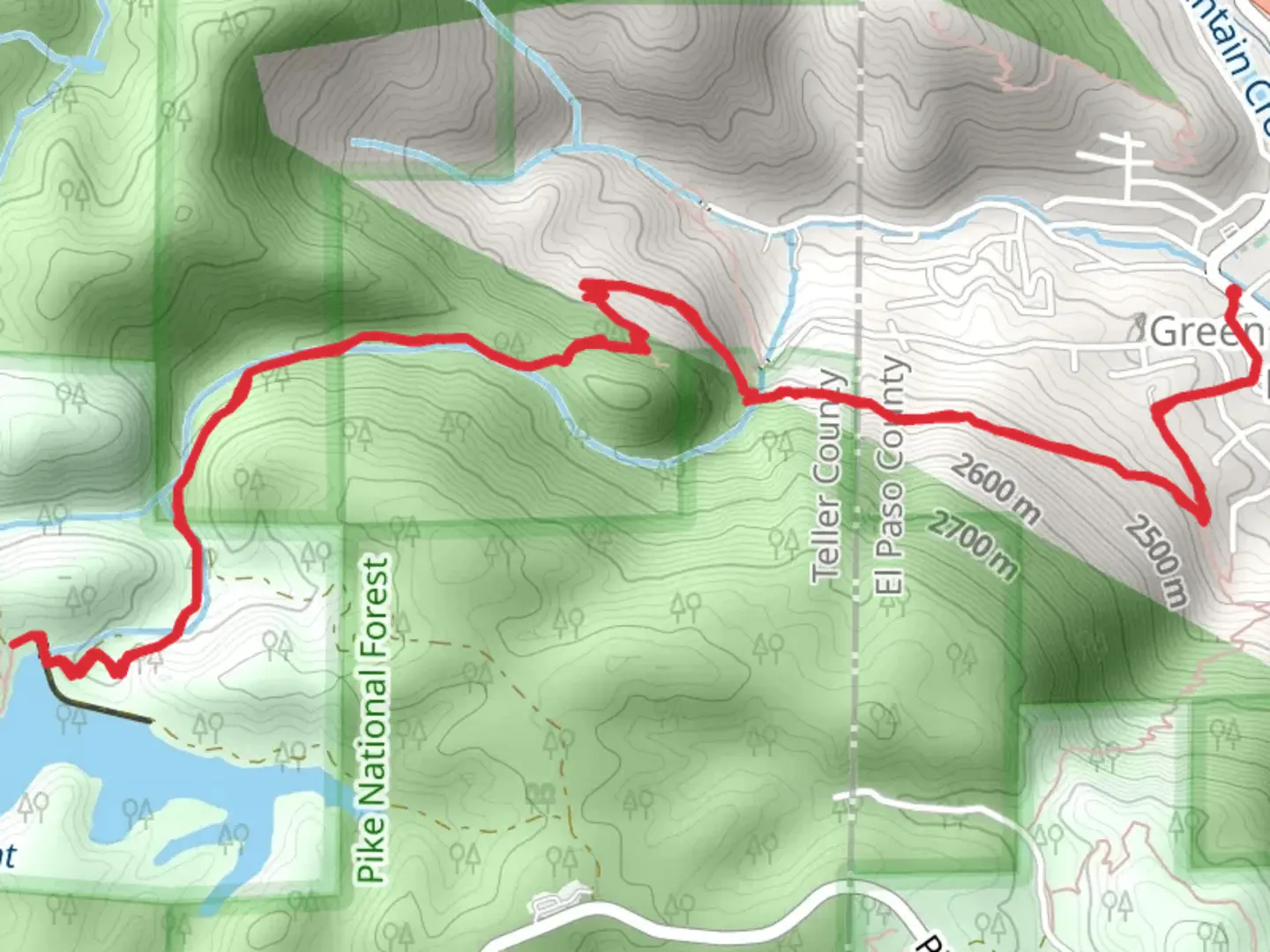 An image depicting the trail South Catamount Reservoir and Thomas Trail and its surrounding area.