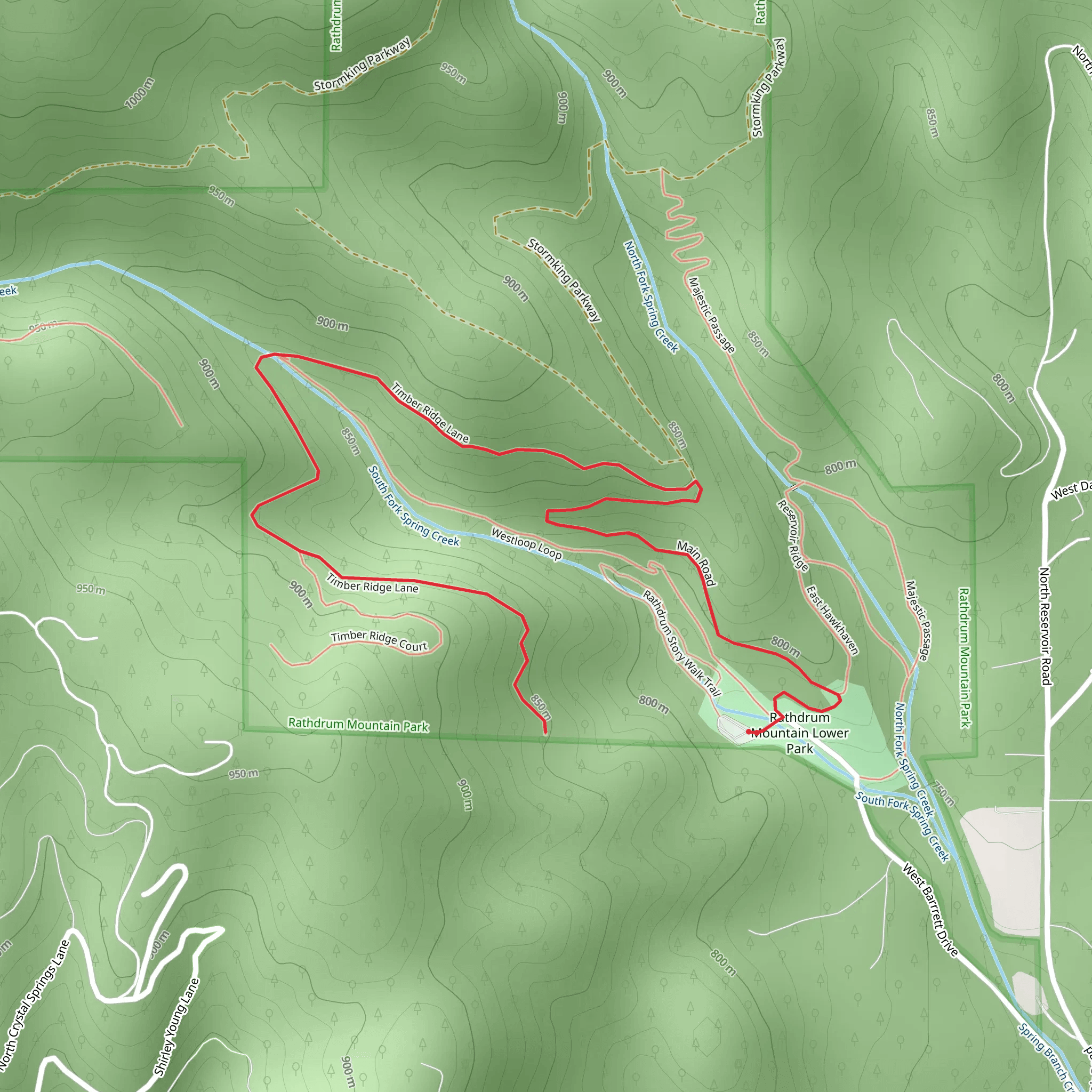 Timber Ridge Lane Out and Back mobile static map