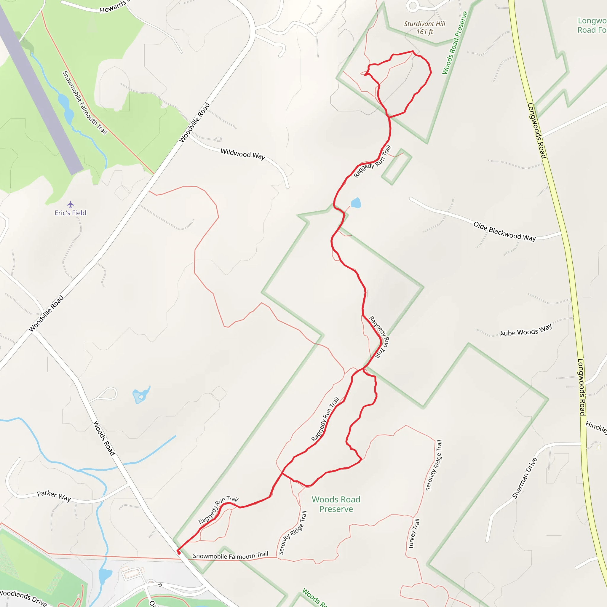 Sturdivant Hill via Raggedy Run and Moose Maple Trail mobile static map