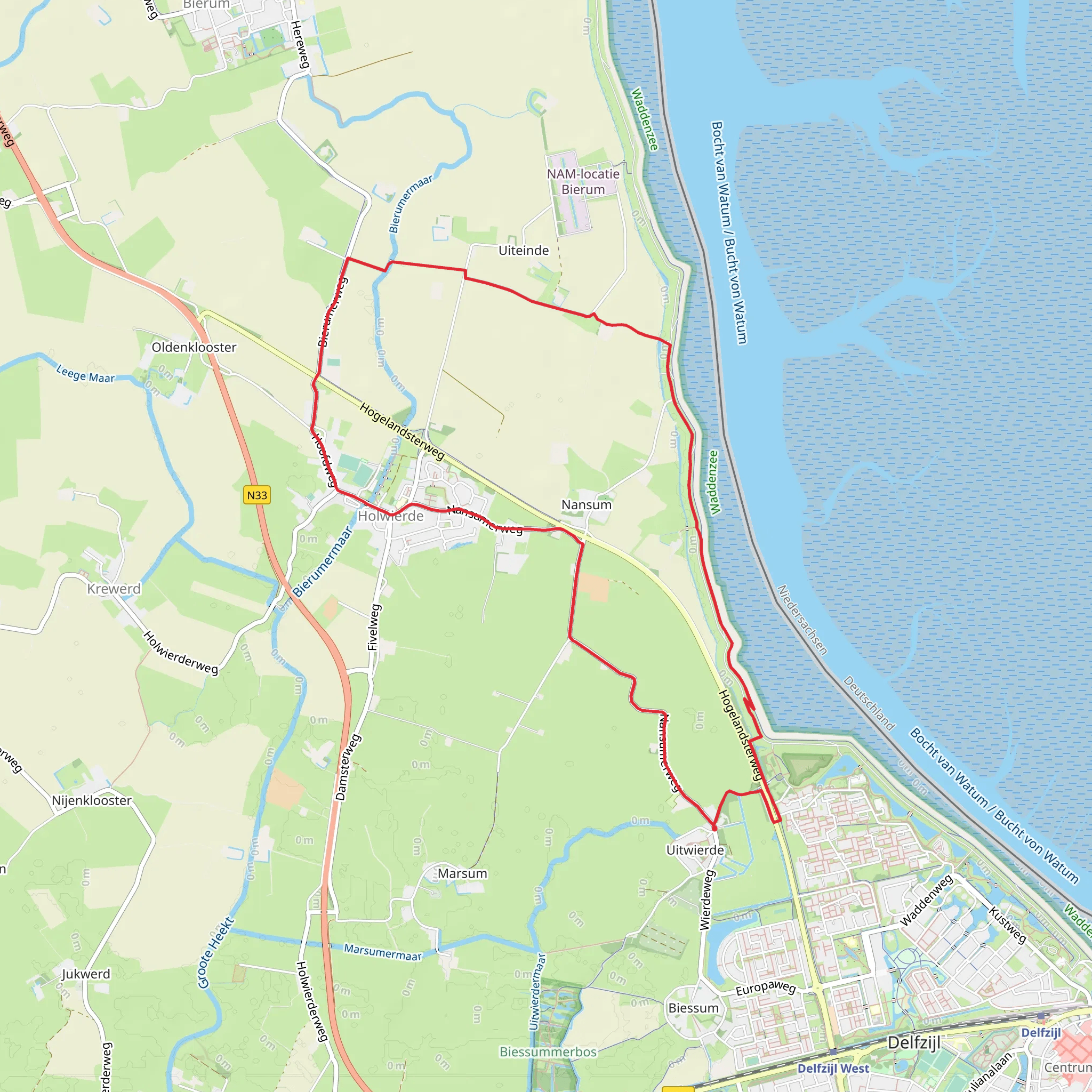 Uiteinder Weg and Nansumer Weg Loop mobile static map