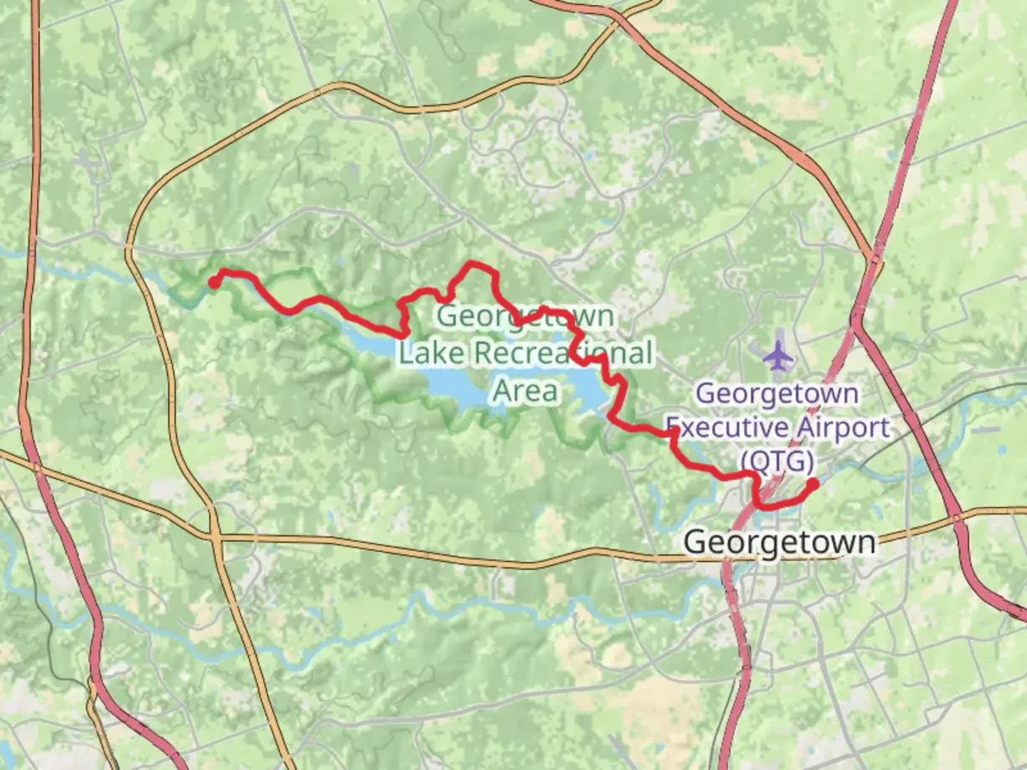 An image depicting the trail San Gabriel River Trail and its surrounding area.