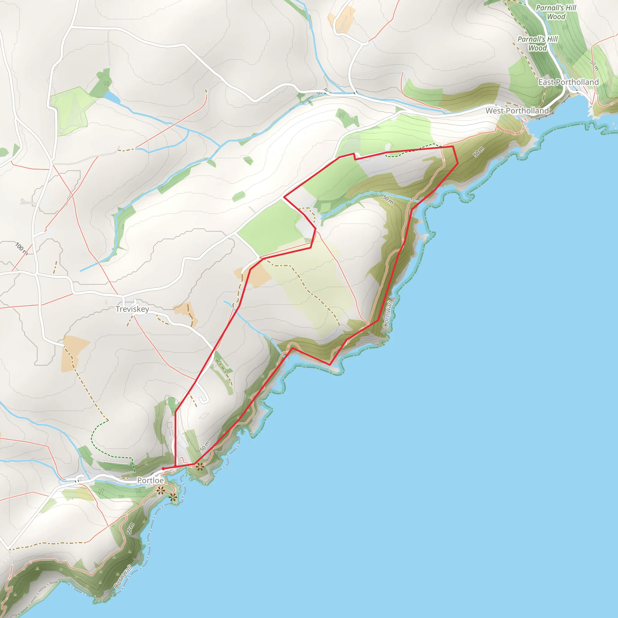 Portloe and Tregenna Walk mobile static map