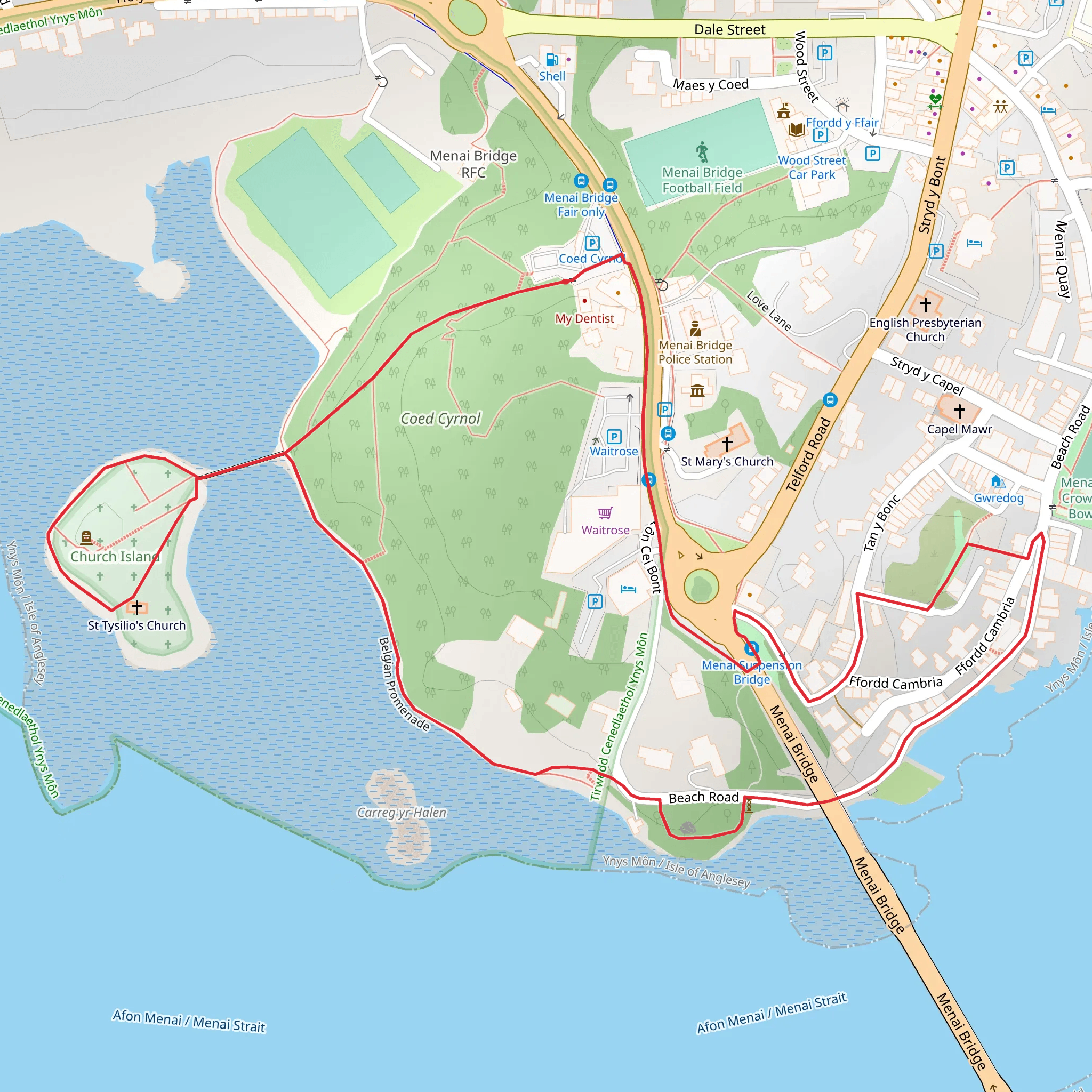 Coed Cyrnol circular mobile static map