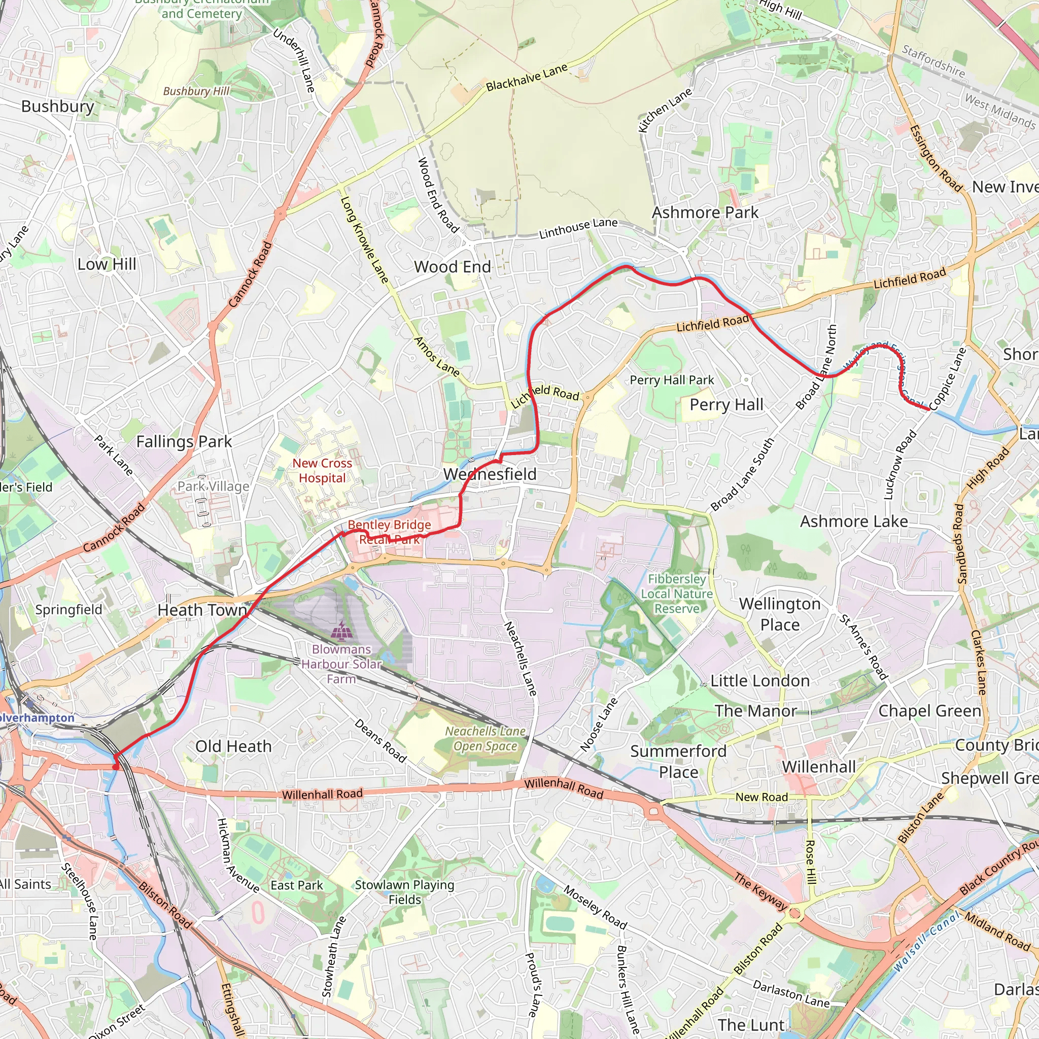 Wyrley and Essington Canal Walk - Wolverhampton mobile static map
