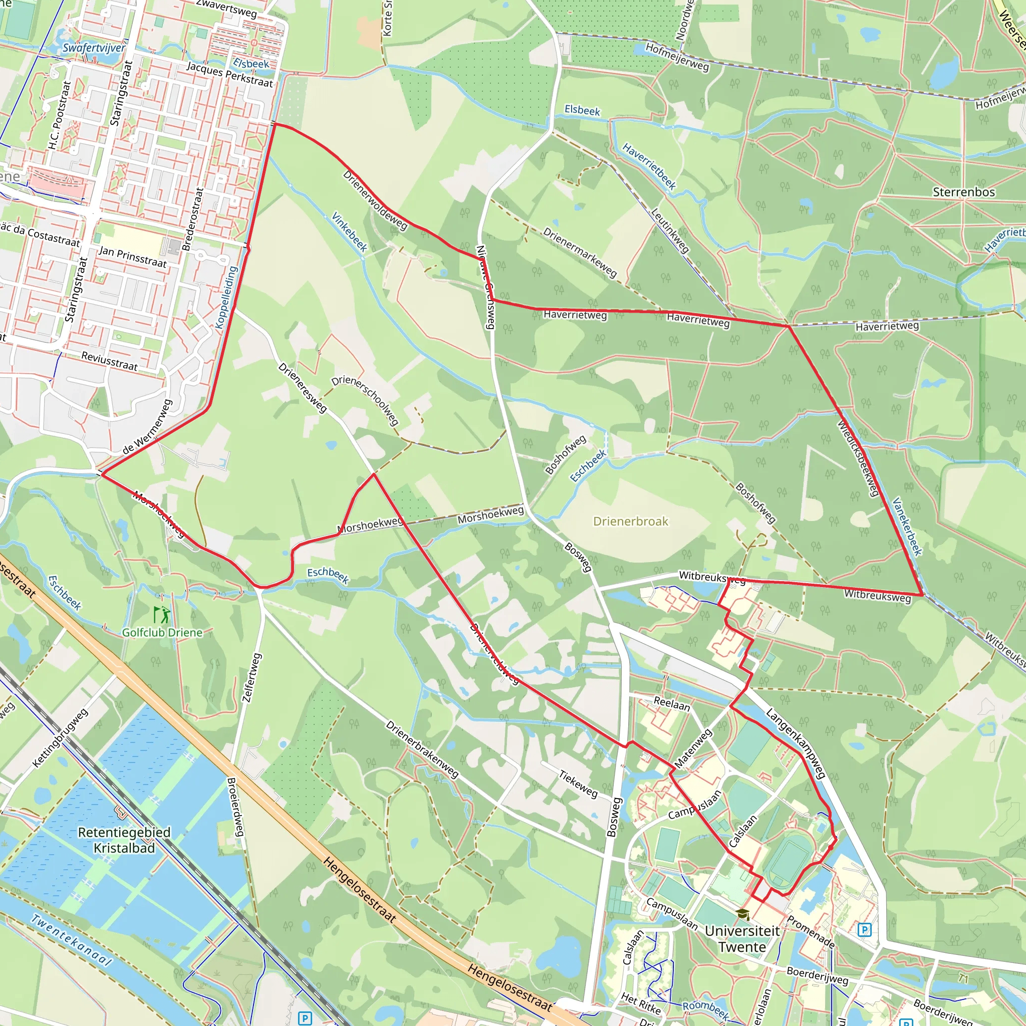 Beachvelden via Haverriet Weg and Rondje Hengelo mobile static map