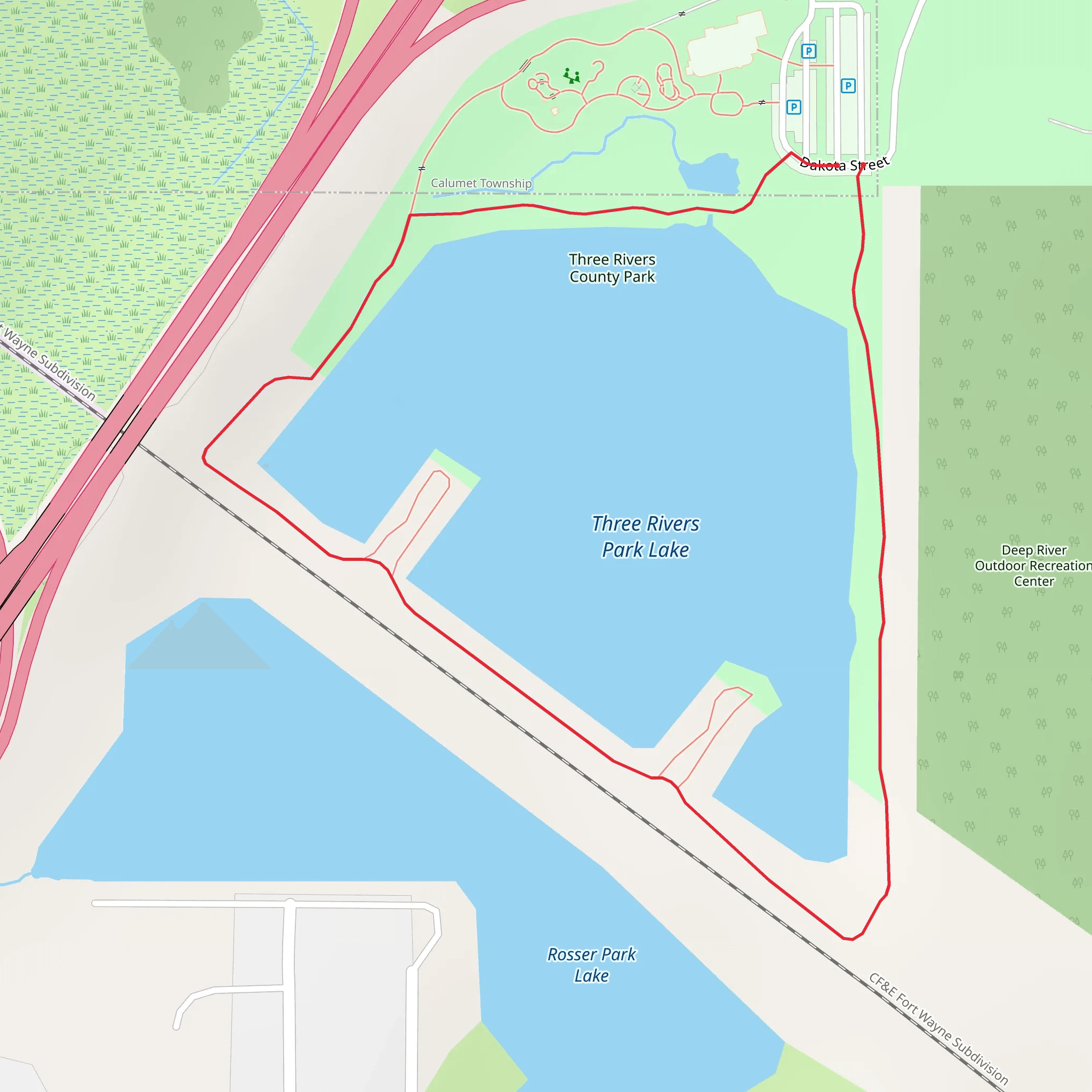 Three Rivers Park Lake Loop mobile static map