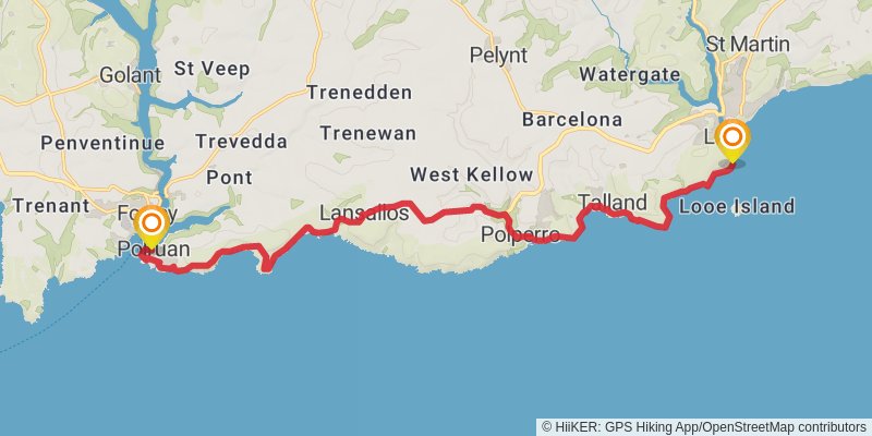 Cornish Celtic Way stage 2 Map