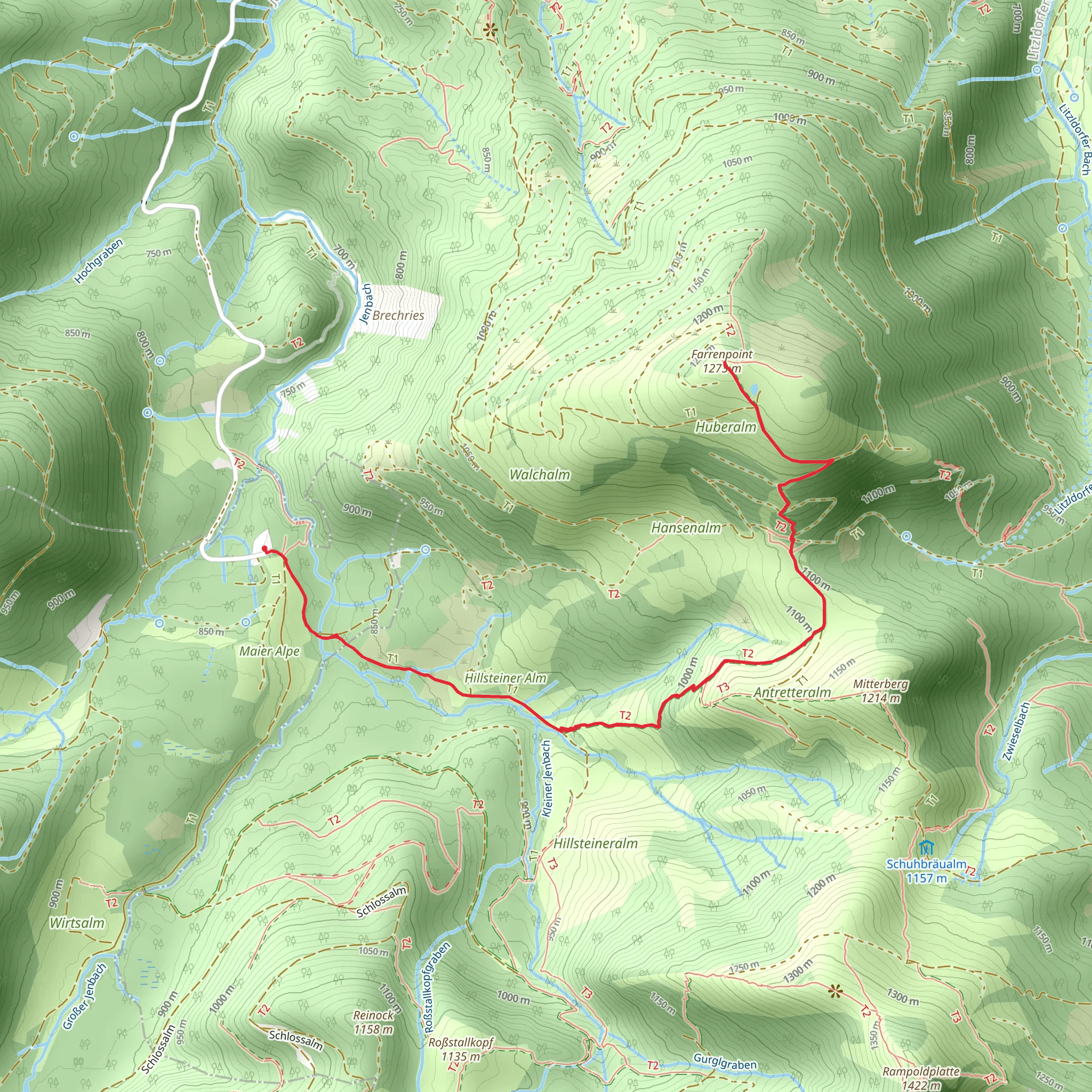 Farrenpoint Peak Walk via BF6-Über Stock and Stein mobile static map
