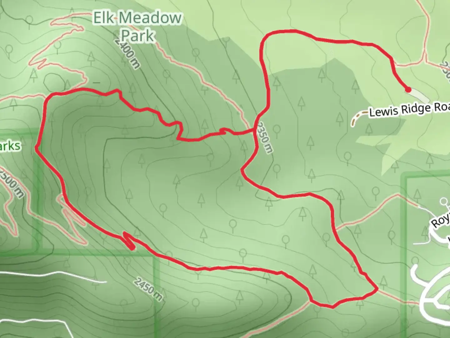 An image depicting the trail Elk Ridge - Meadow View - Sleepy South Loop Trail and its surrounding area.