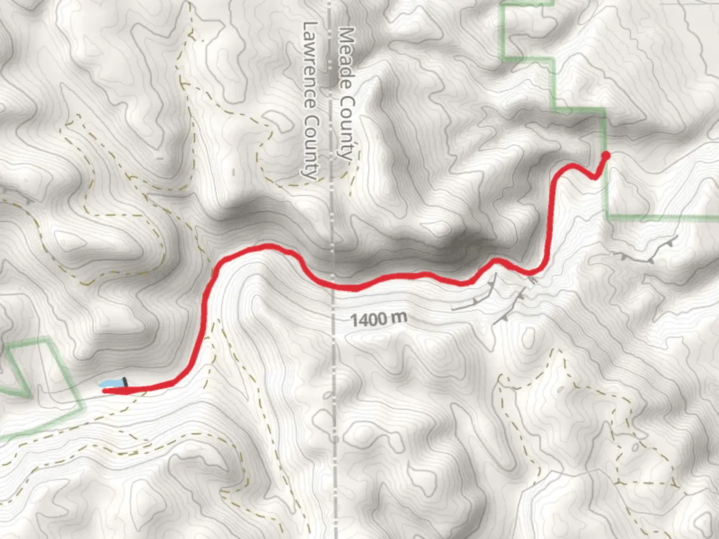 An image depicting the trail Dalton Lake from Little Elk Creek Road and its surrounding area.