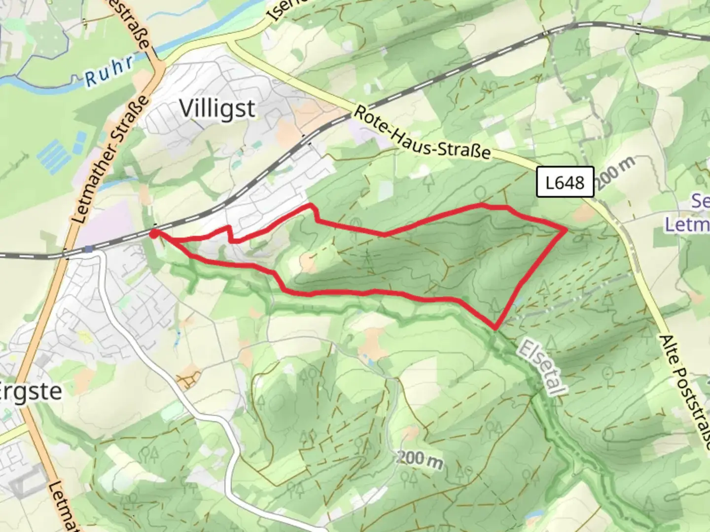 An image depicting the trail Elsebad Rundweg A7 and its surrounding area.
