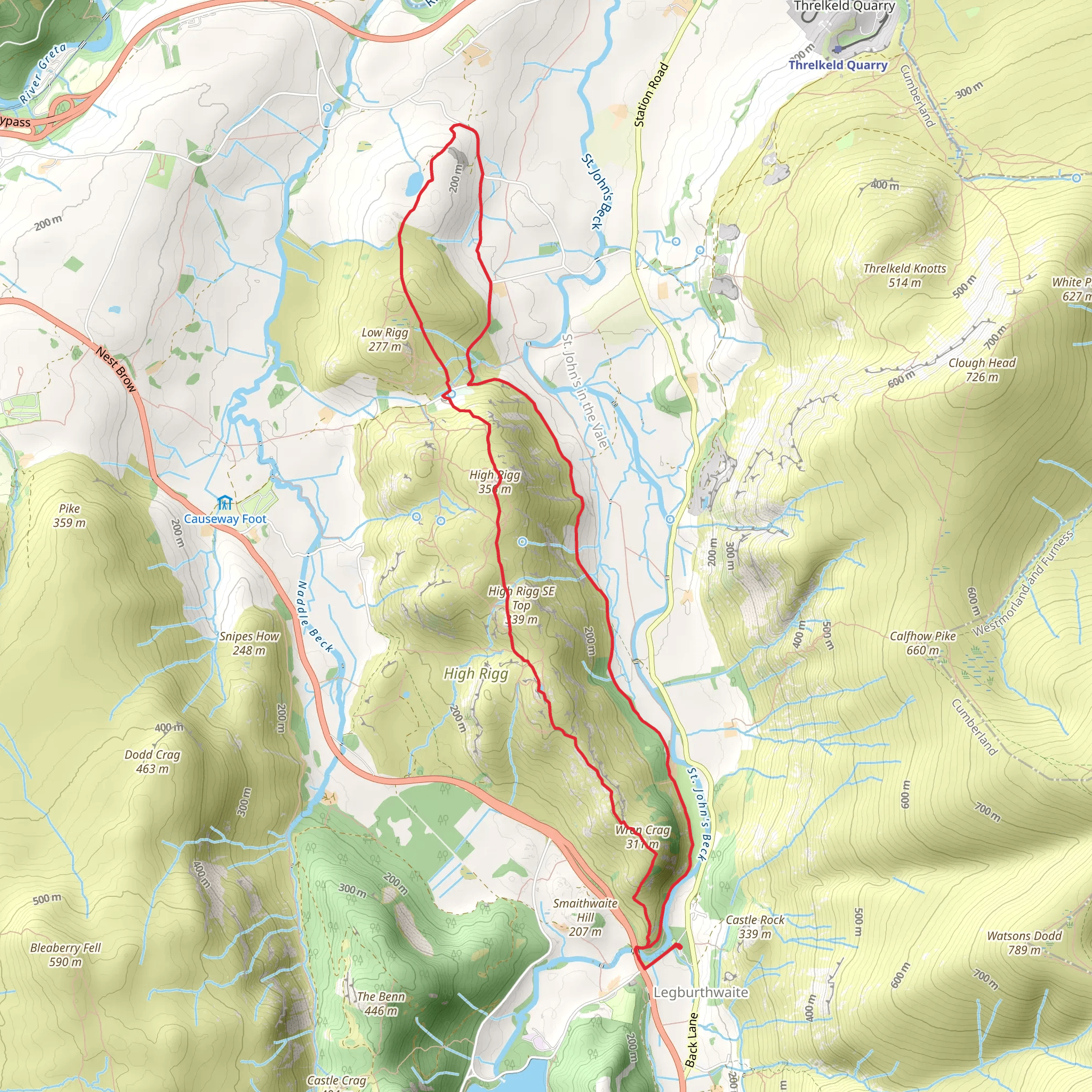 Wren Crag, High Rigg and Tewet Tarn Loop mobile static map