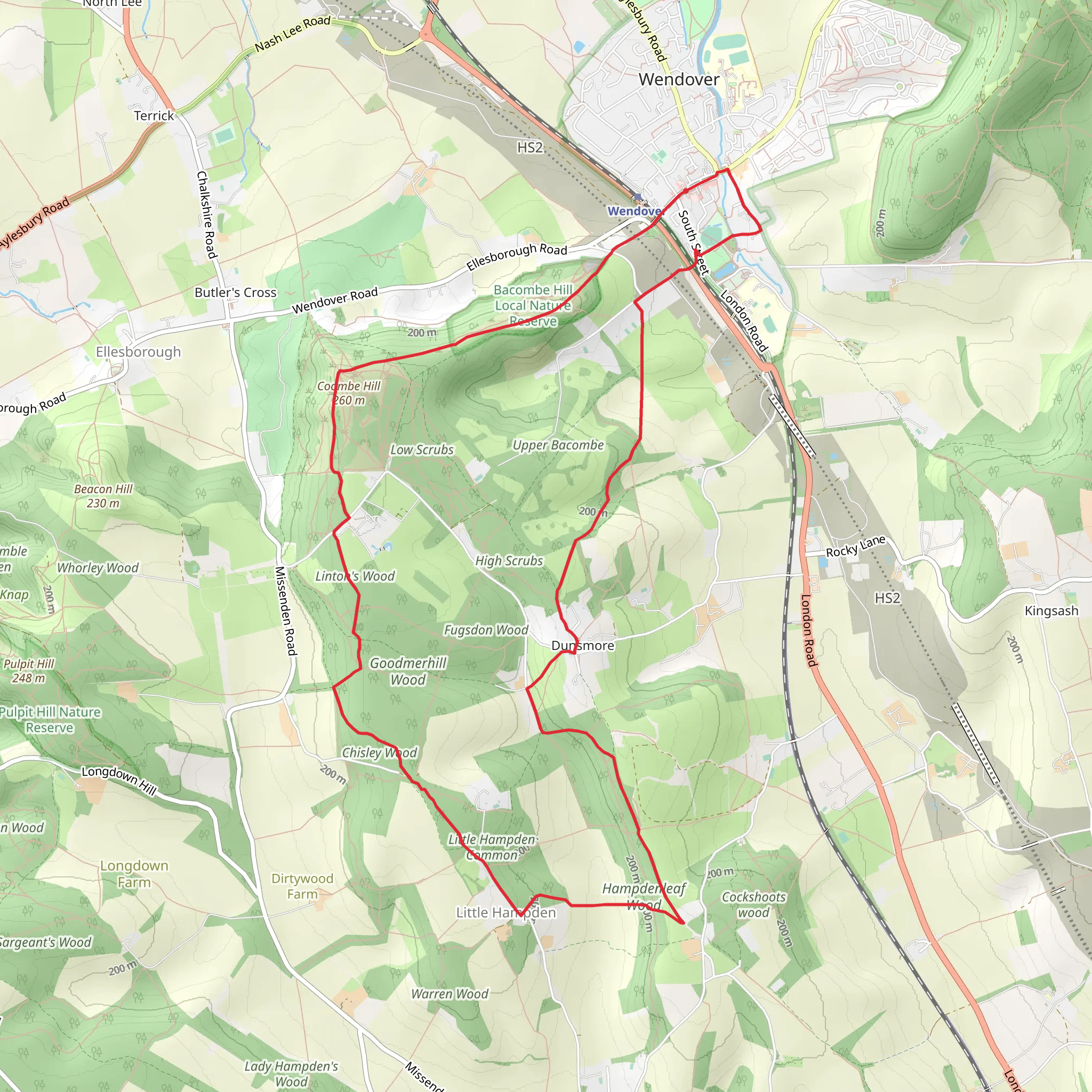 The Ridgeway South of Wendover mobile static map