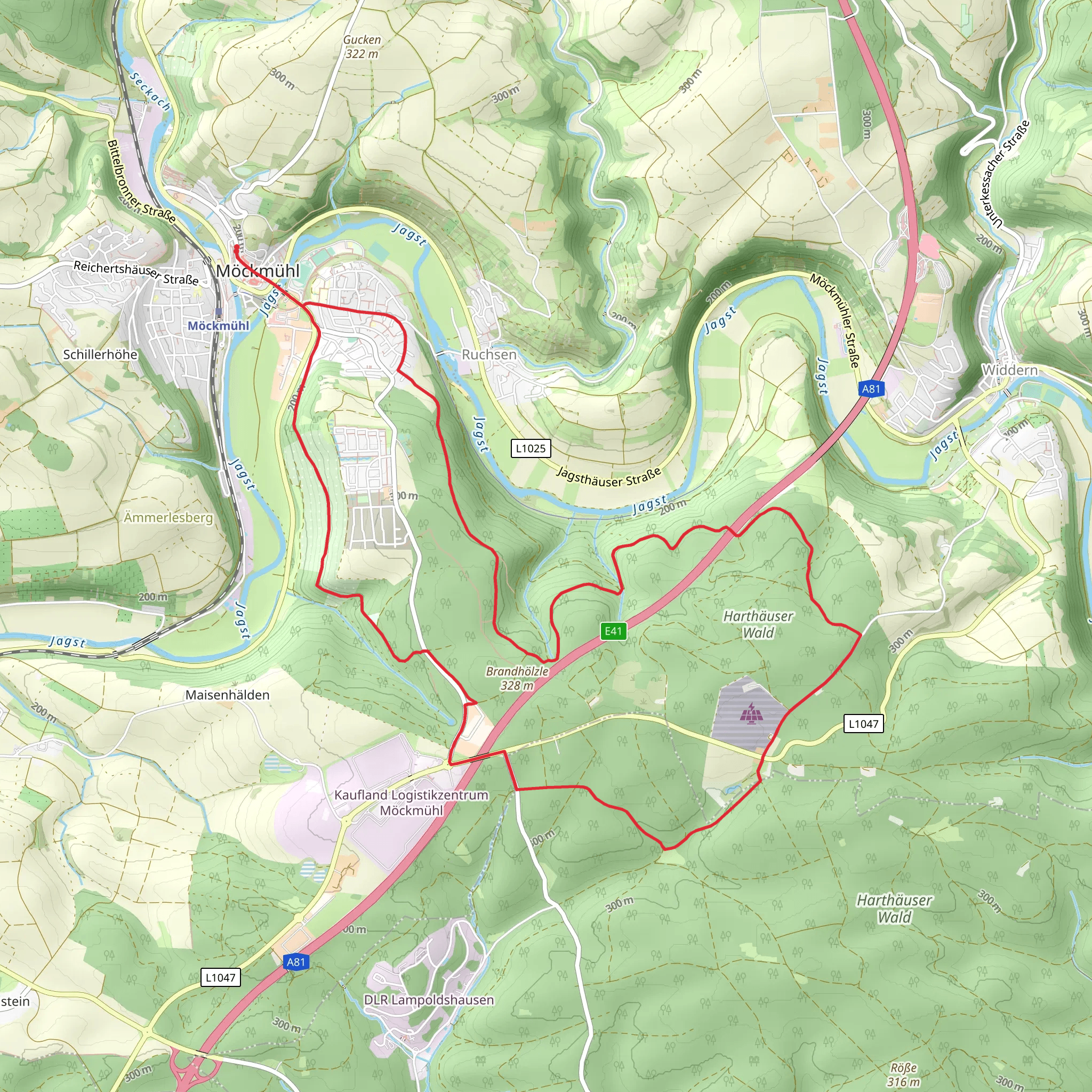 Mockmuhl and Harthauser Wald Loop mobile static map