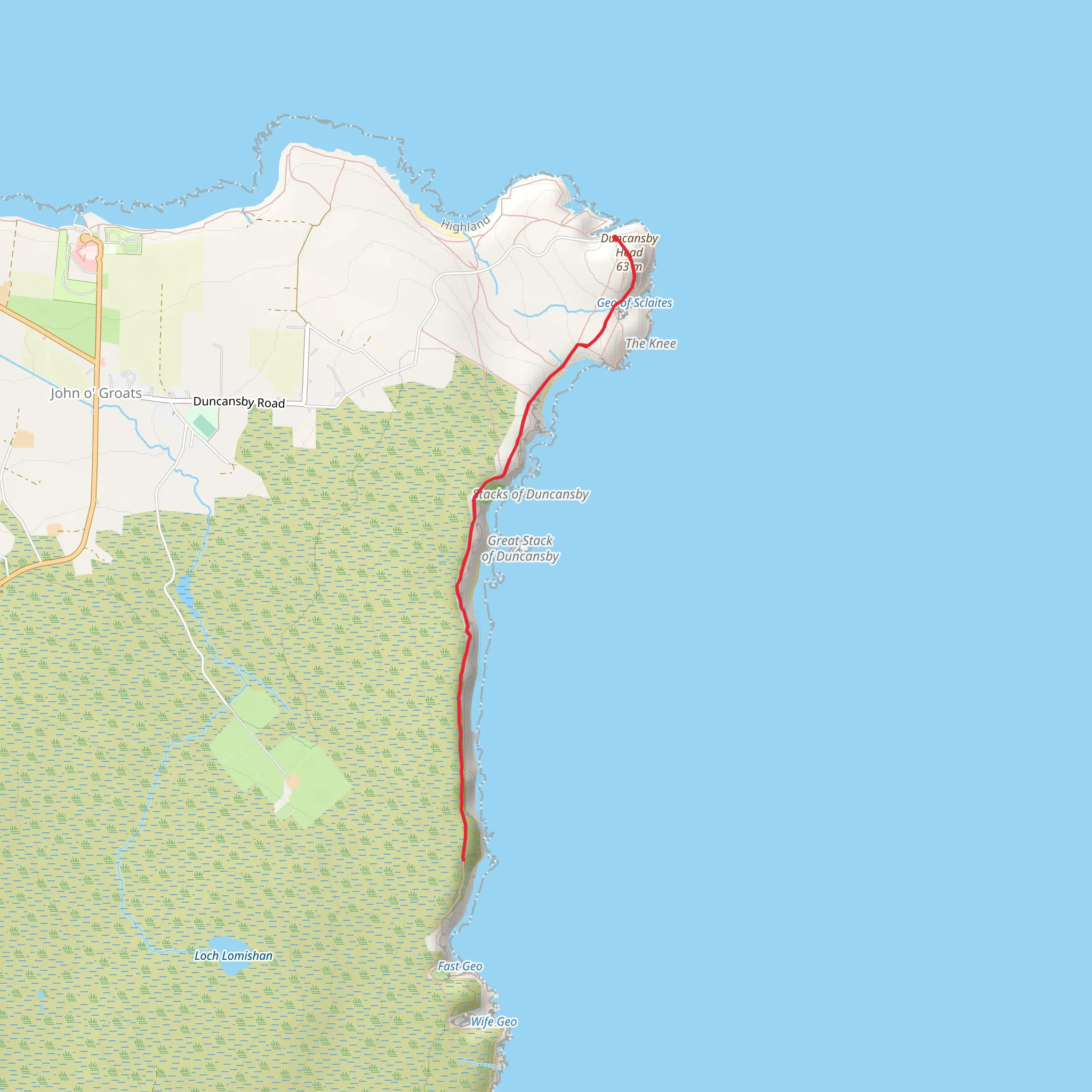Stacks Walk from Duncansby Head Lighthouse mobile static map