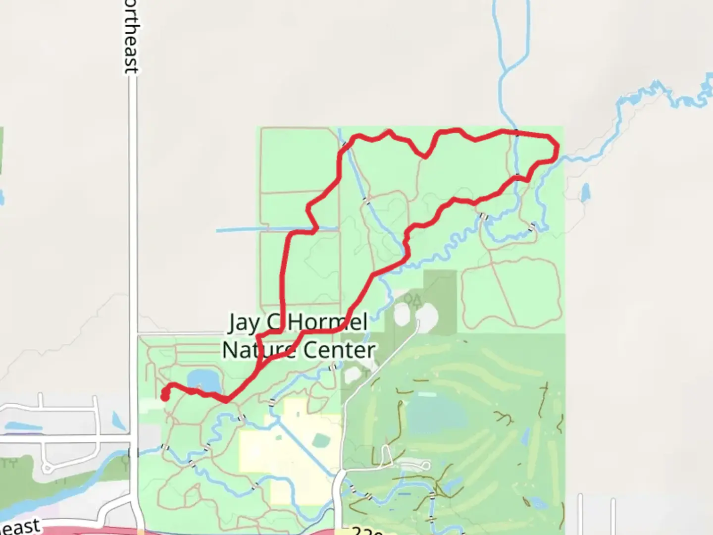 An image depicting the trail West Prairie, Prairie Garden Trail and Headwaters Loop and its surrounding area.