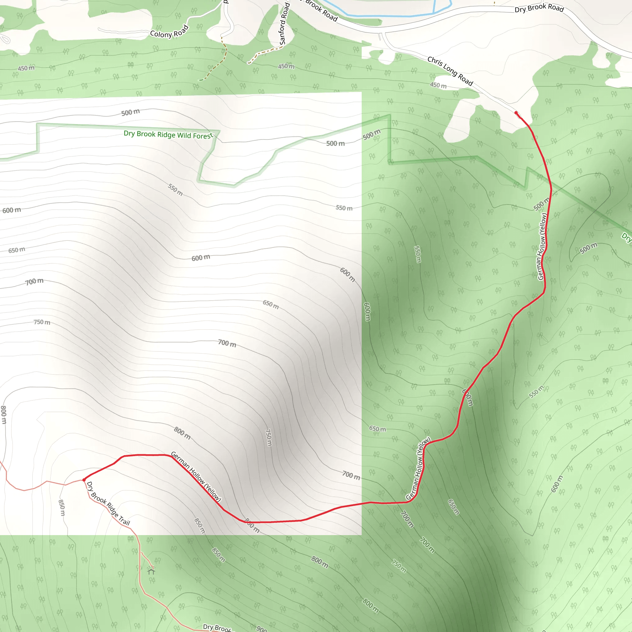 German Hollow - Yellow Trail mobile static map