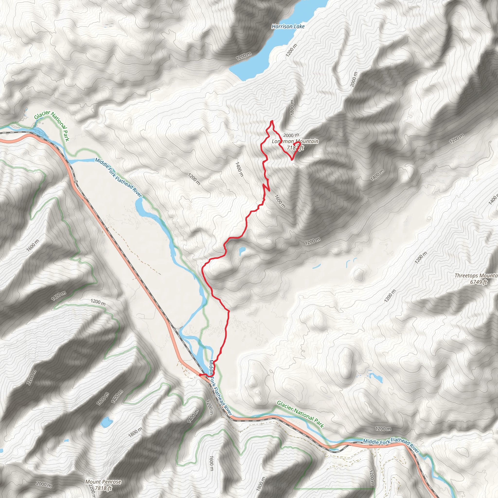 Loneman Mountain Lookout Trail mobile static map