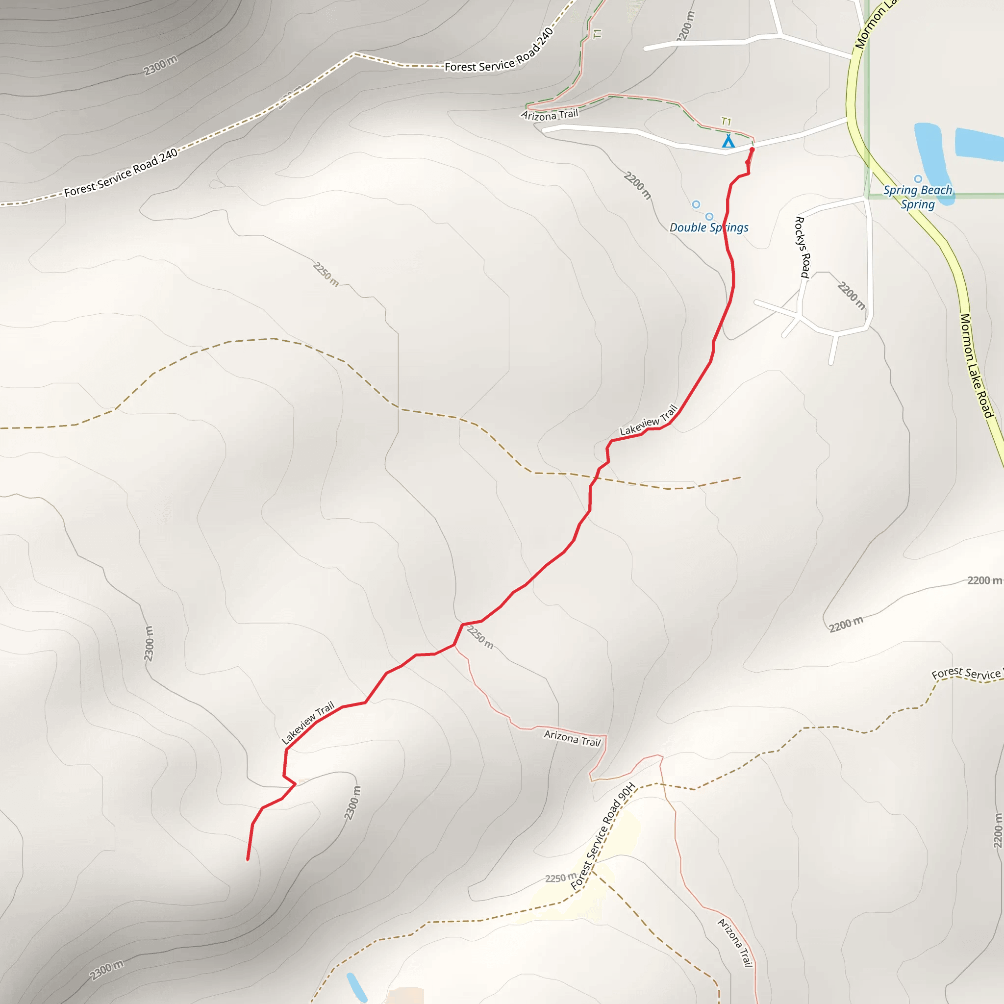 Lakeview Trail from Double Springs Campground mobile static map