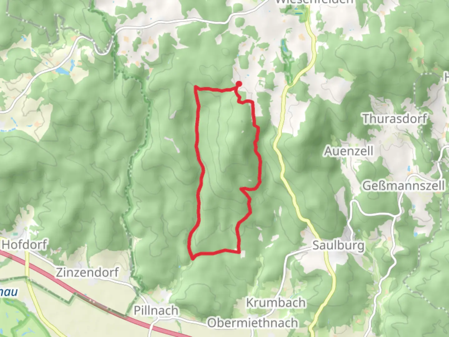 An image depicting the trail Schiederhof, Schwedenschanze and Kobelberg Loop and its surrounding area.