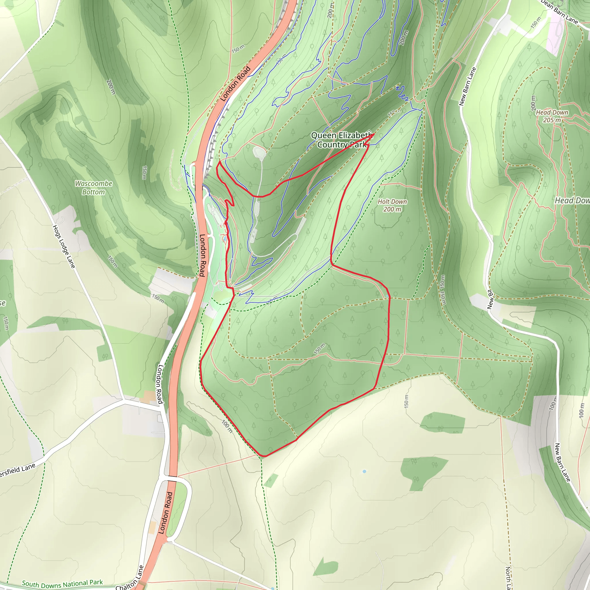 Queen Elizabeth Country Park via Space Trail mobile static map