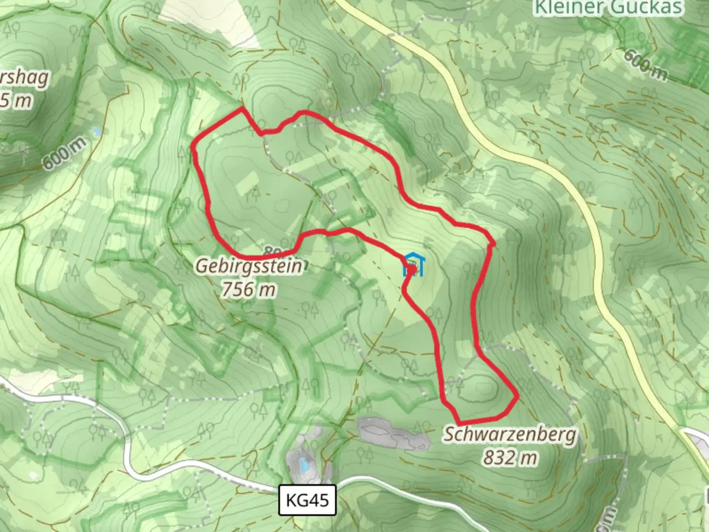 An image depicting the trail Kissinger Hütte and Kellerstein Loop via Extratour Basaltweg and its surrounding area.