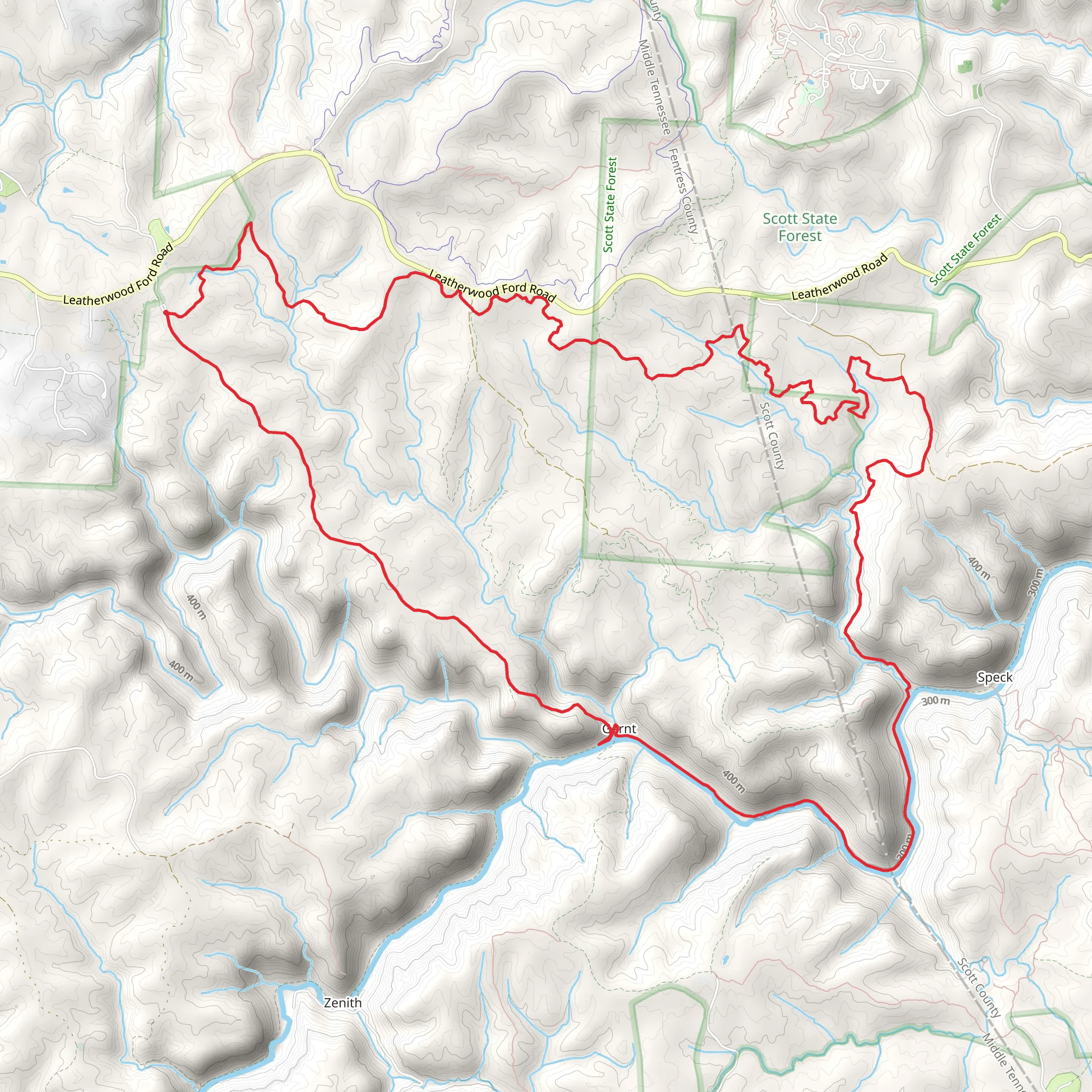 Gernt Road Cumberland Valley, Oneida and Western Railroad and North White Oak Loop Trail mobile static map