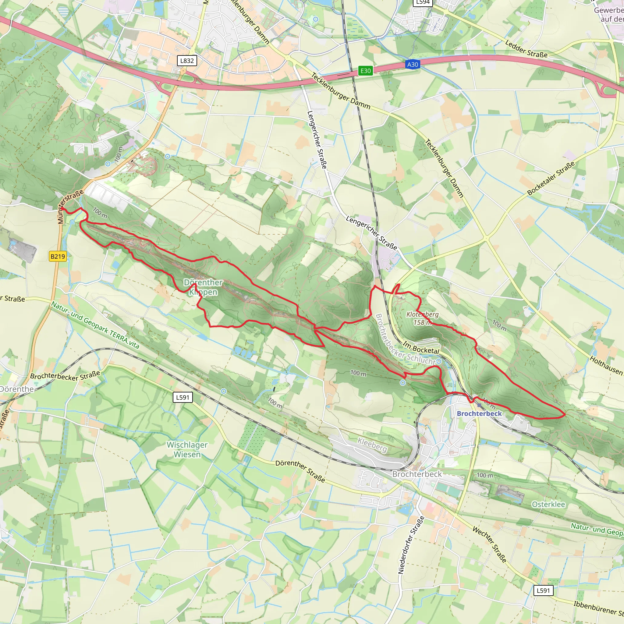 NSG Dorenther Klippen Loop via Ibbenburener Rundweg mobile static map