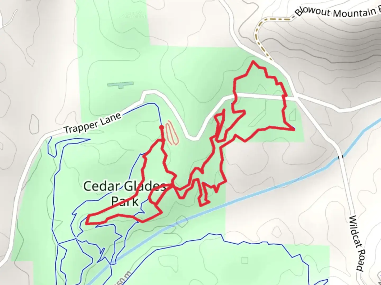 An image depicting the trail Lets Roll, Speed Queen and Waffles and Coffee Loop and its surrounding area.