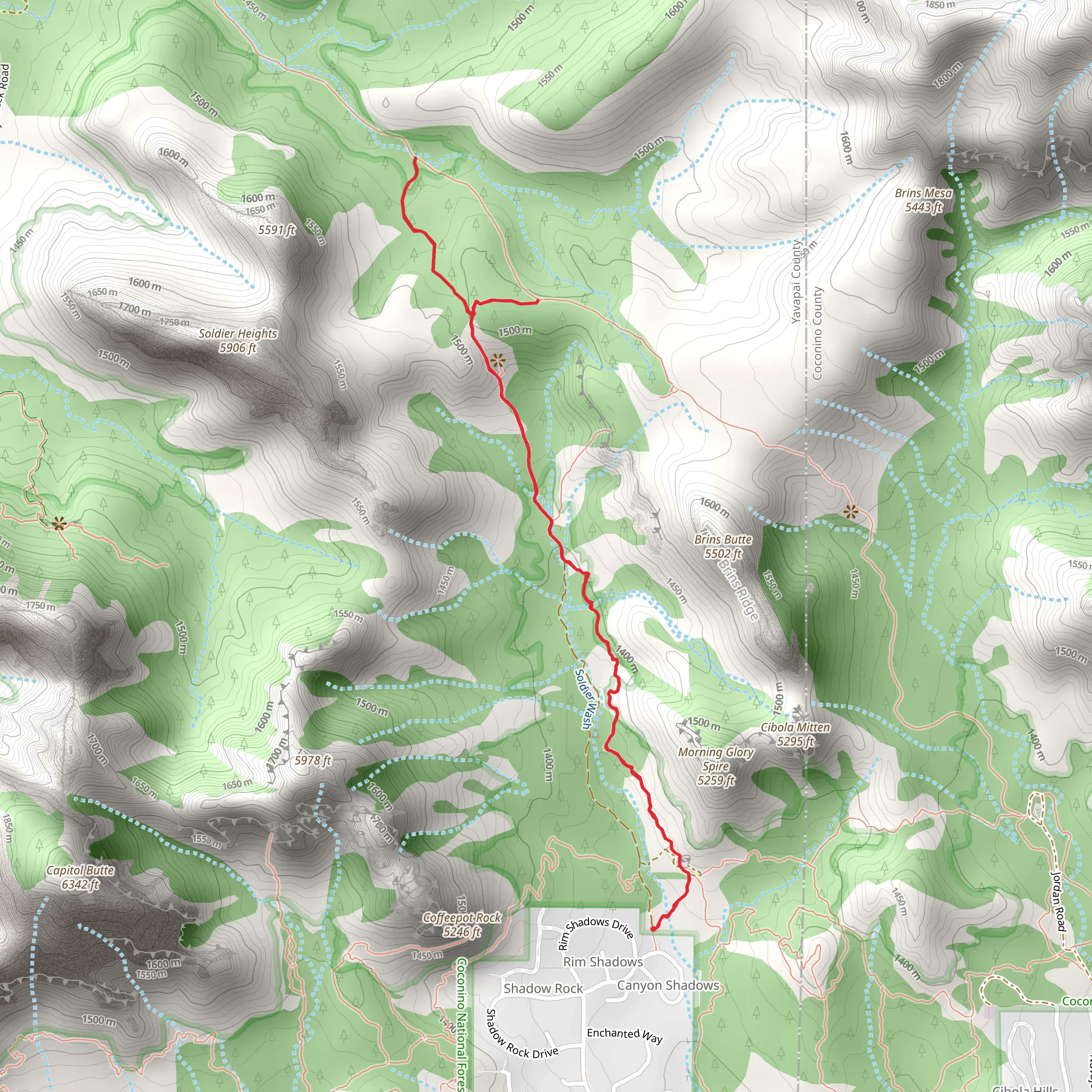 Soldier Pass Trail mobile static map