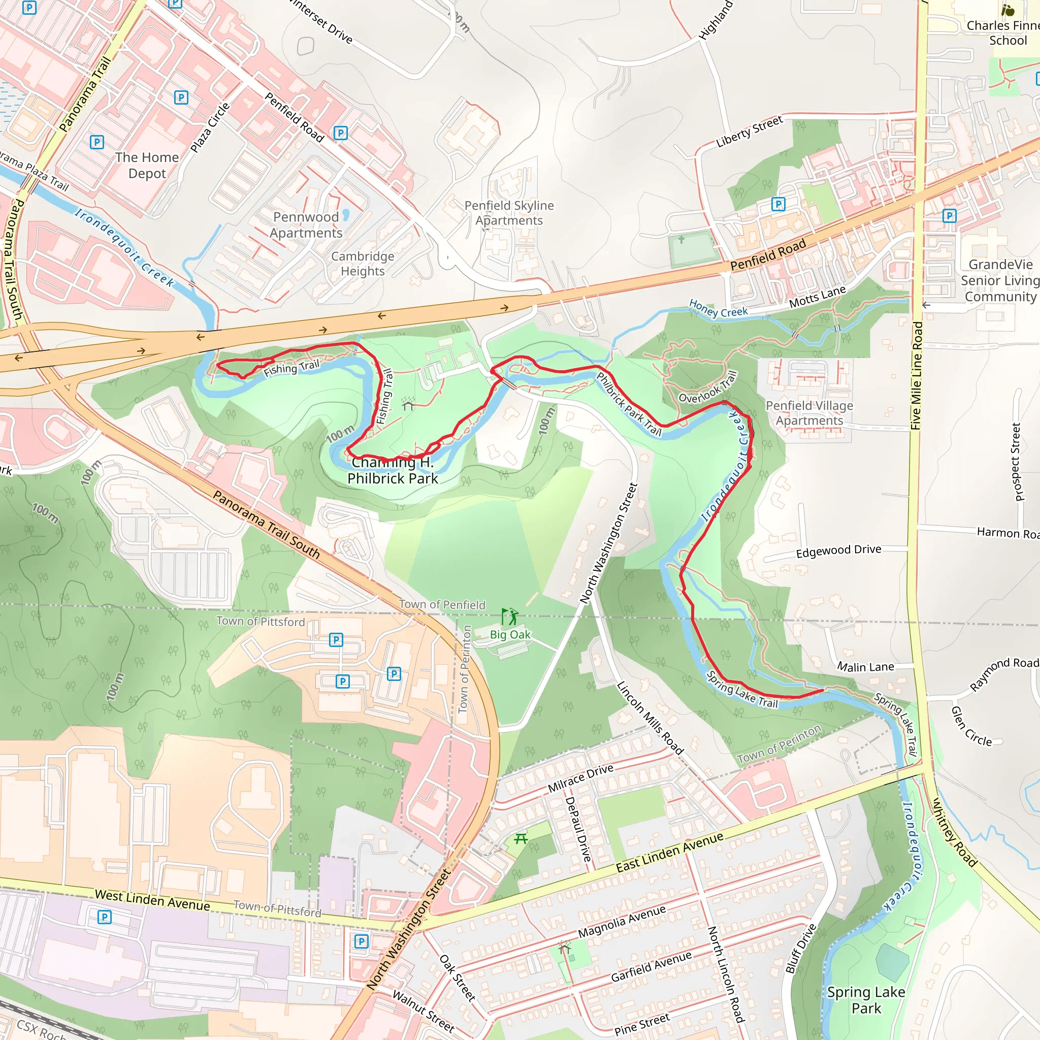Philbrick Park Trail and Panorama Trail mobile static map
