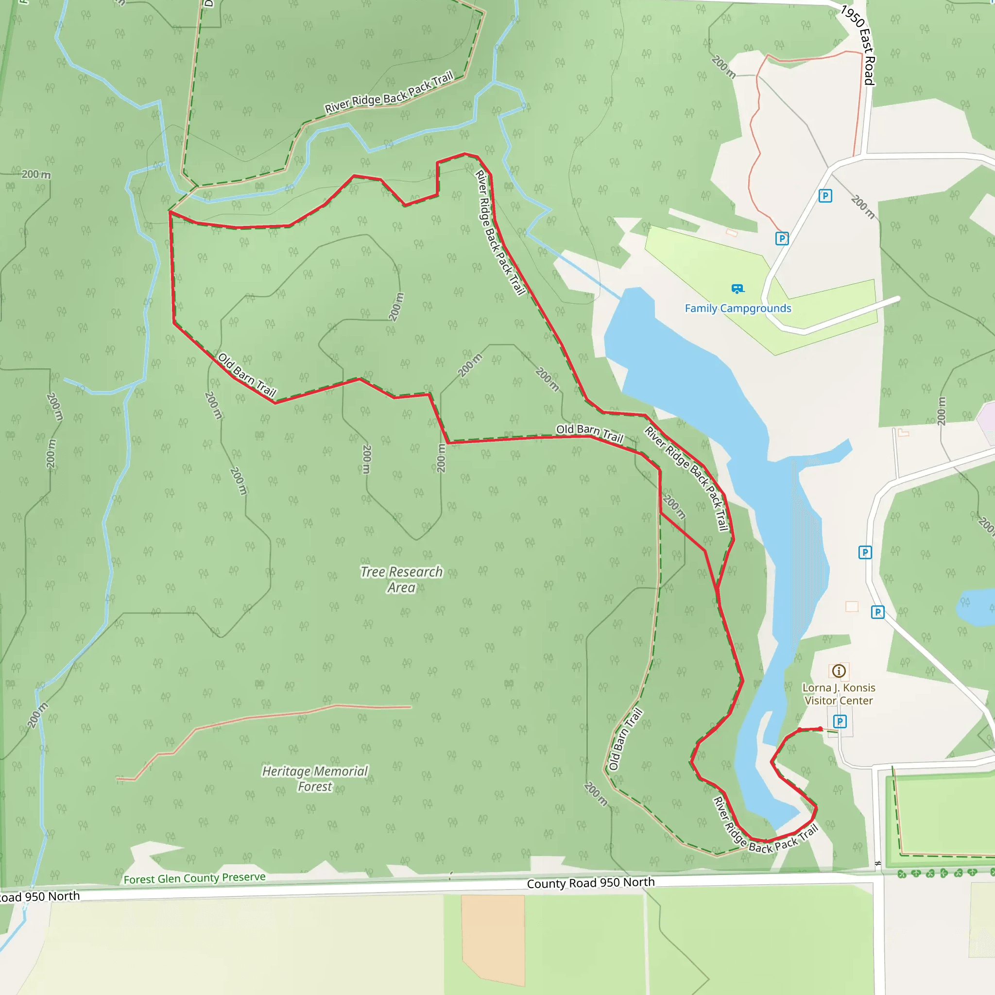 Old Barn Trail and River Ridge Back Pack Trail mobile static map