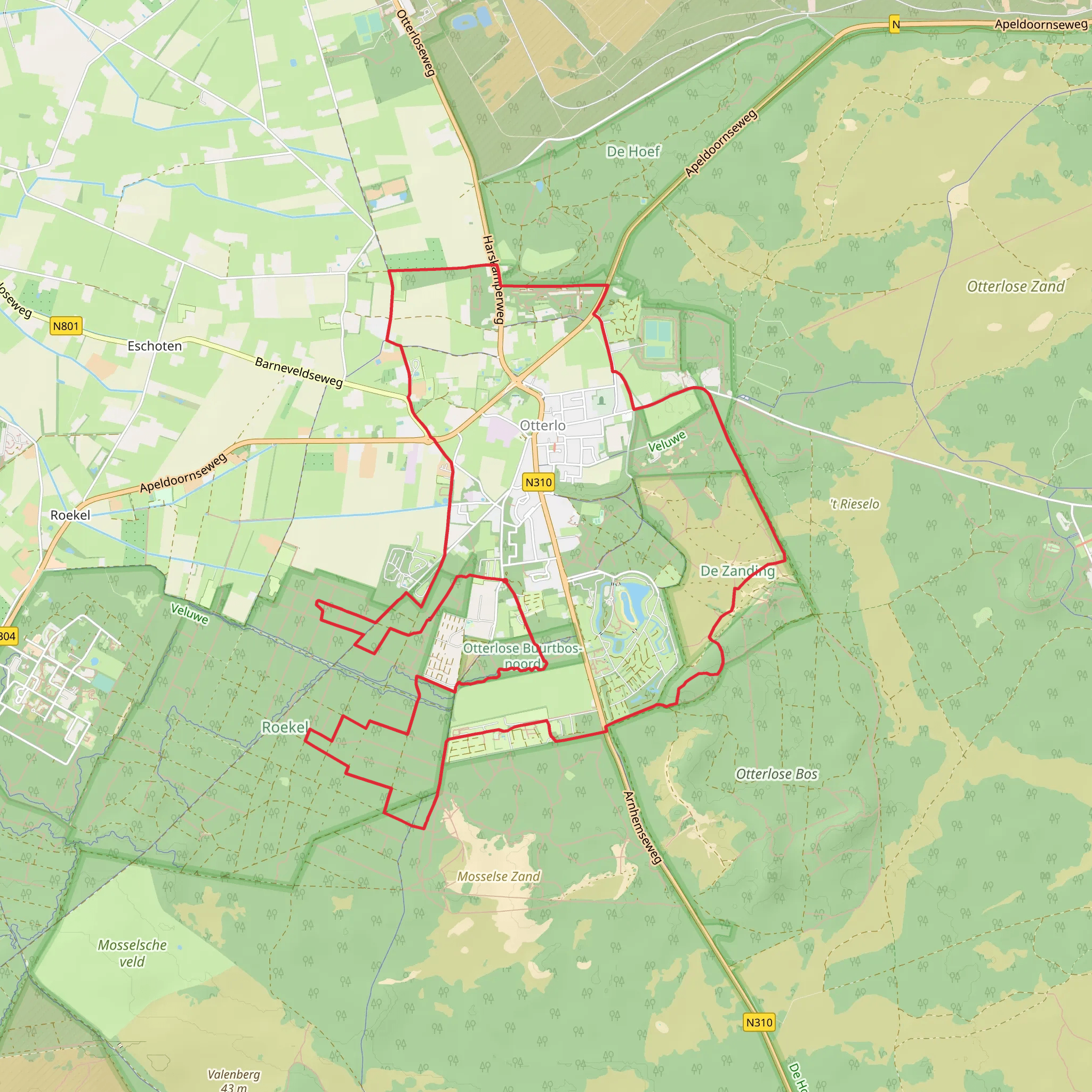 Otterlo, Bungalow park and Roekelse Bos Loop mobile static map