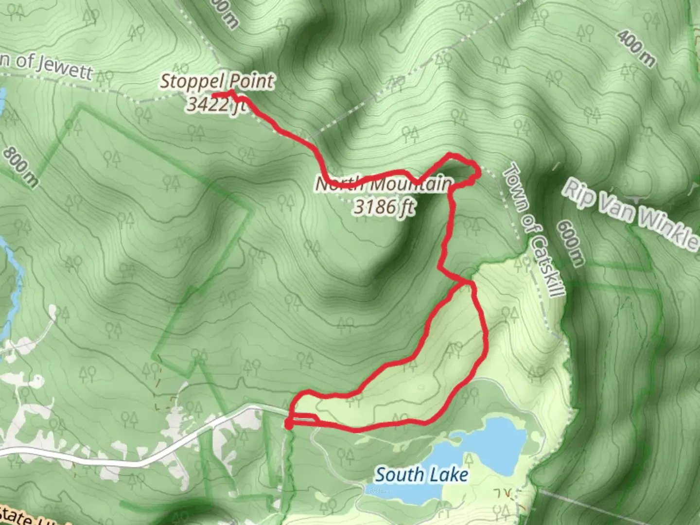 An image depicting the trail Stoppel Point via Rock Shelter Trail and its surrounding area.