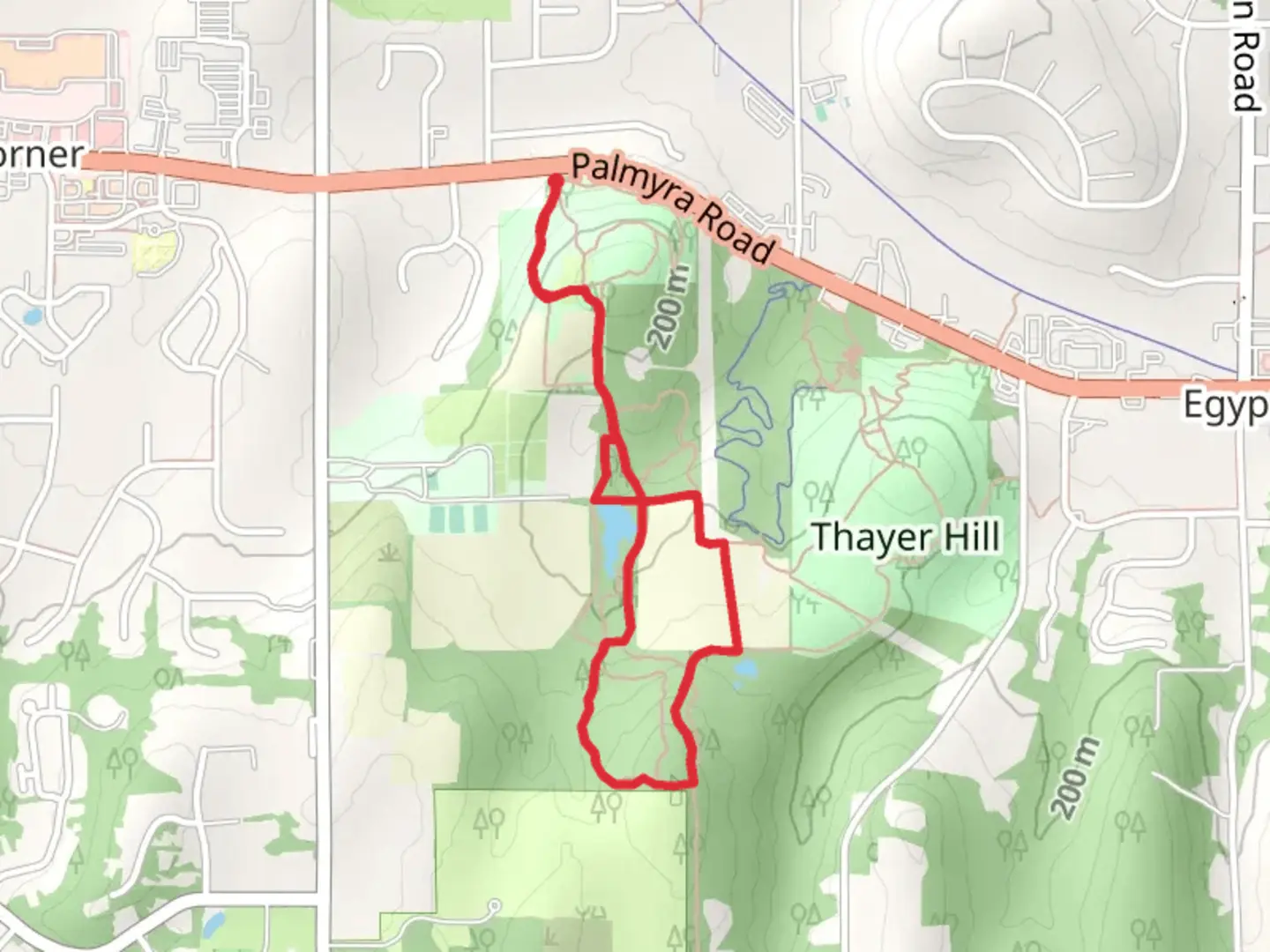 An image depicting the trail Palmyra Road - Branch Trail and its surrounding area.