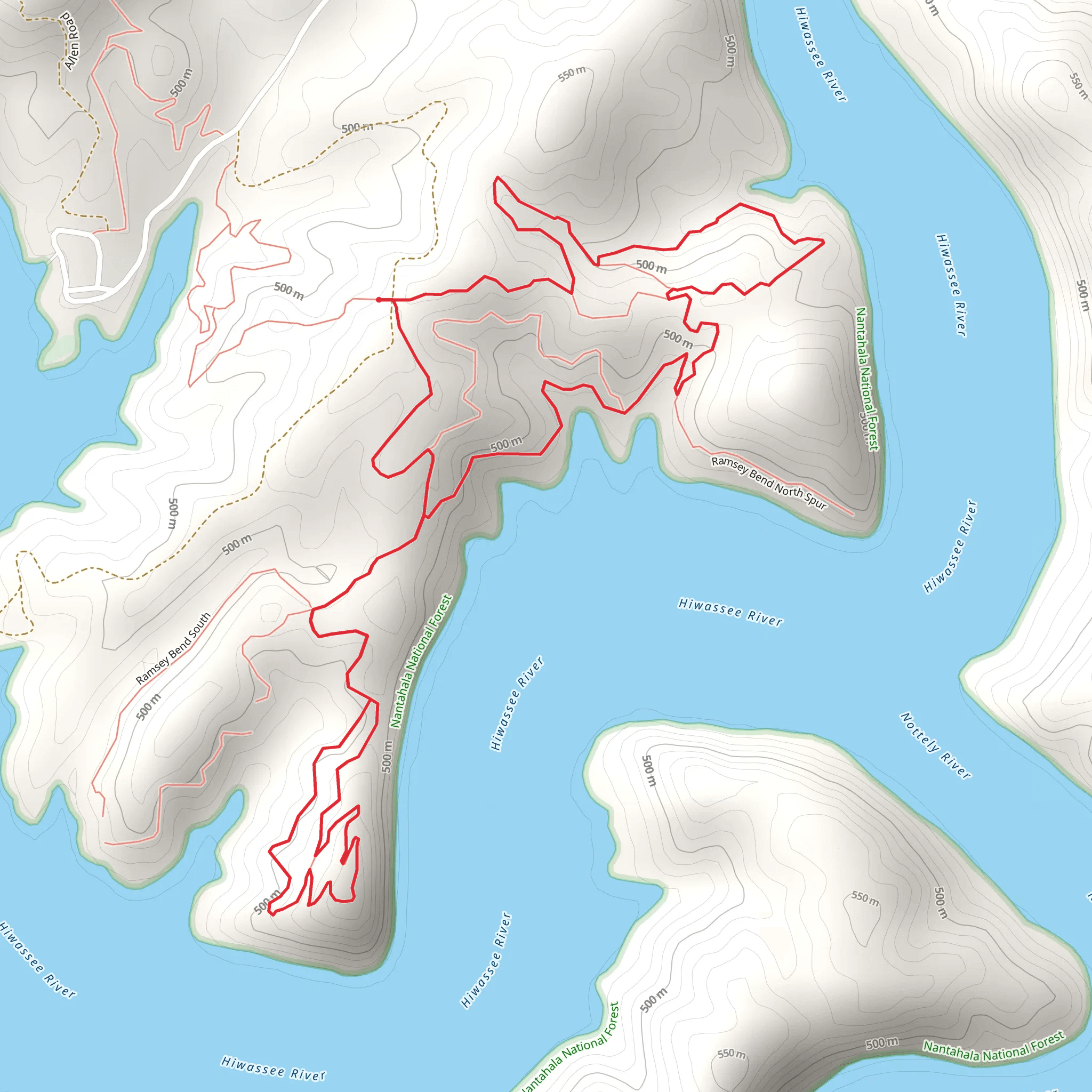 Farmer Top Overlook and Ramsey Bend South A Loop mobile static map