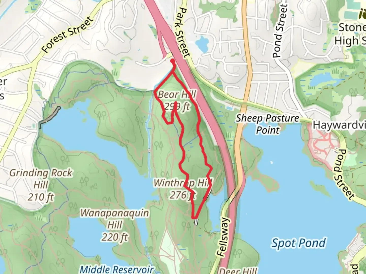 An image depicting the trail Taylor Mountain and Bear Hill Loop via Dark Hollow Pond Trail and its surrounding area.