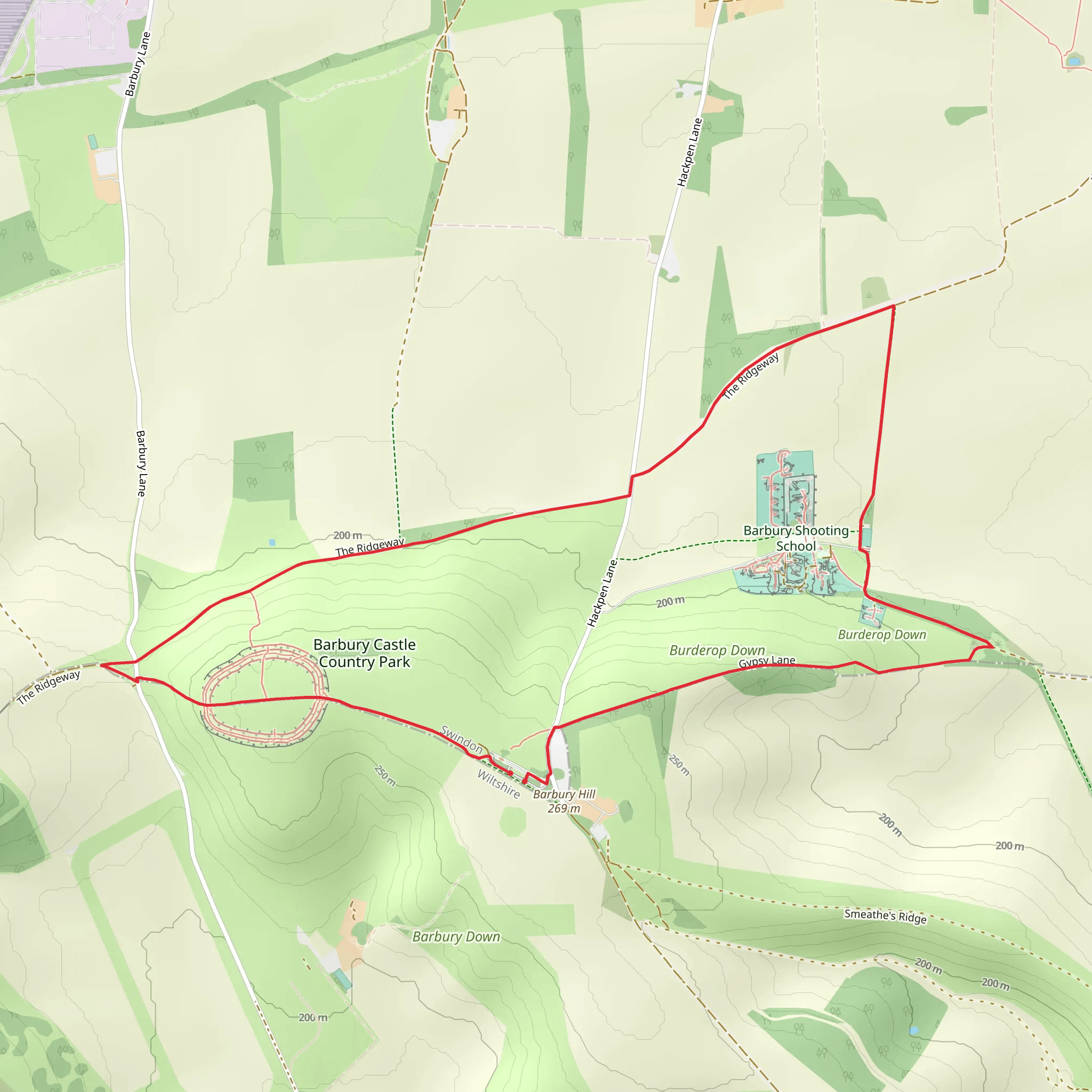 Barbury Castle Country Park Loop mobile static map