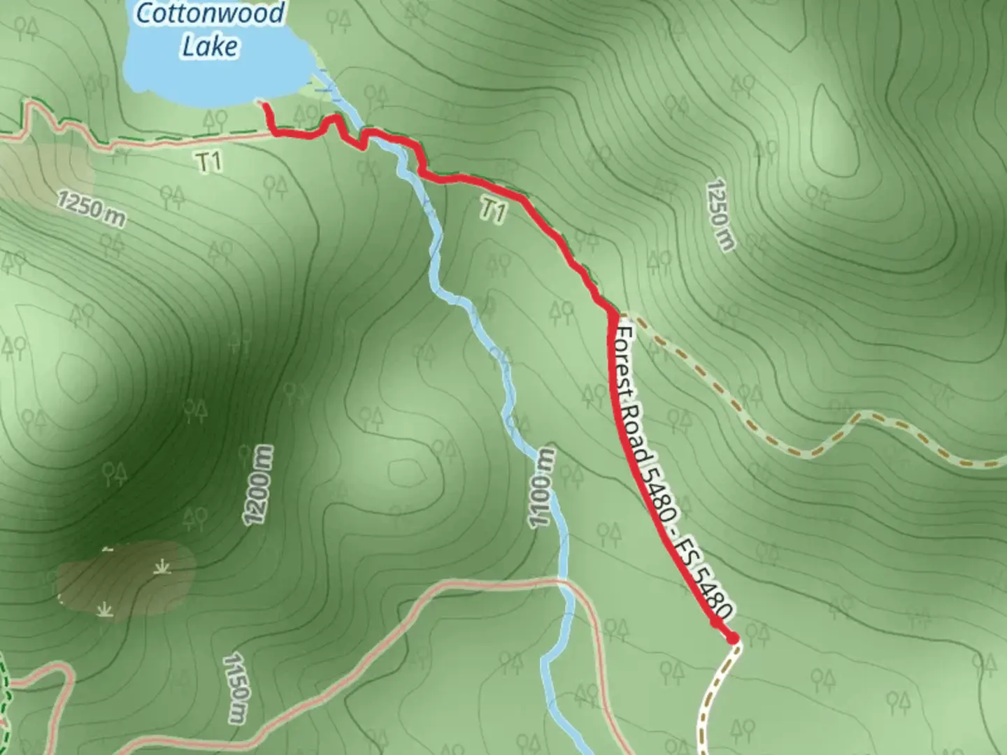 An image depicting the trail Cottonwood Lake Trail and its surrounding area.