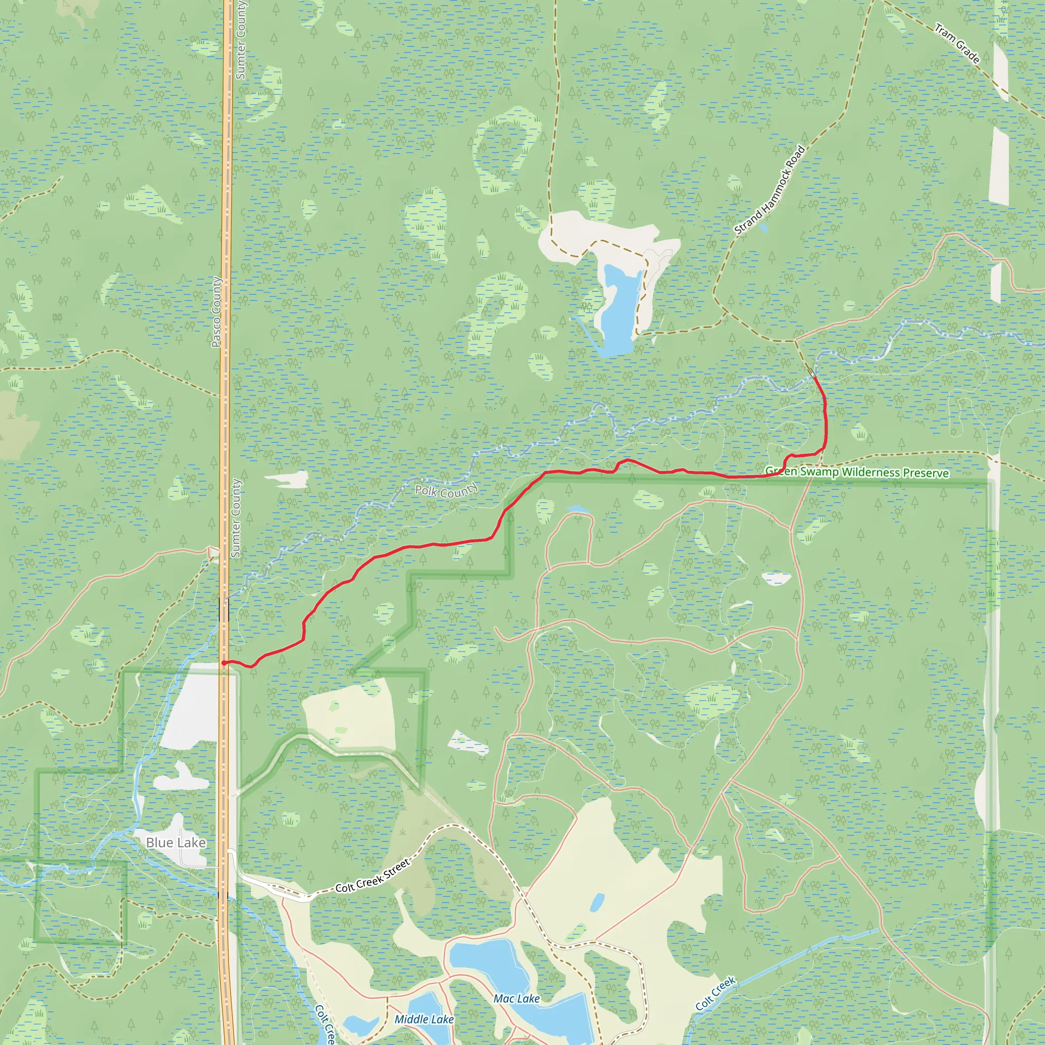 Withlacoochee River via Florida National Scenic Trail mobile static map