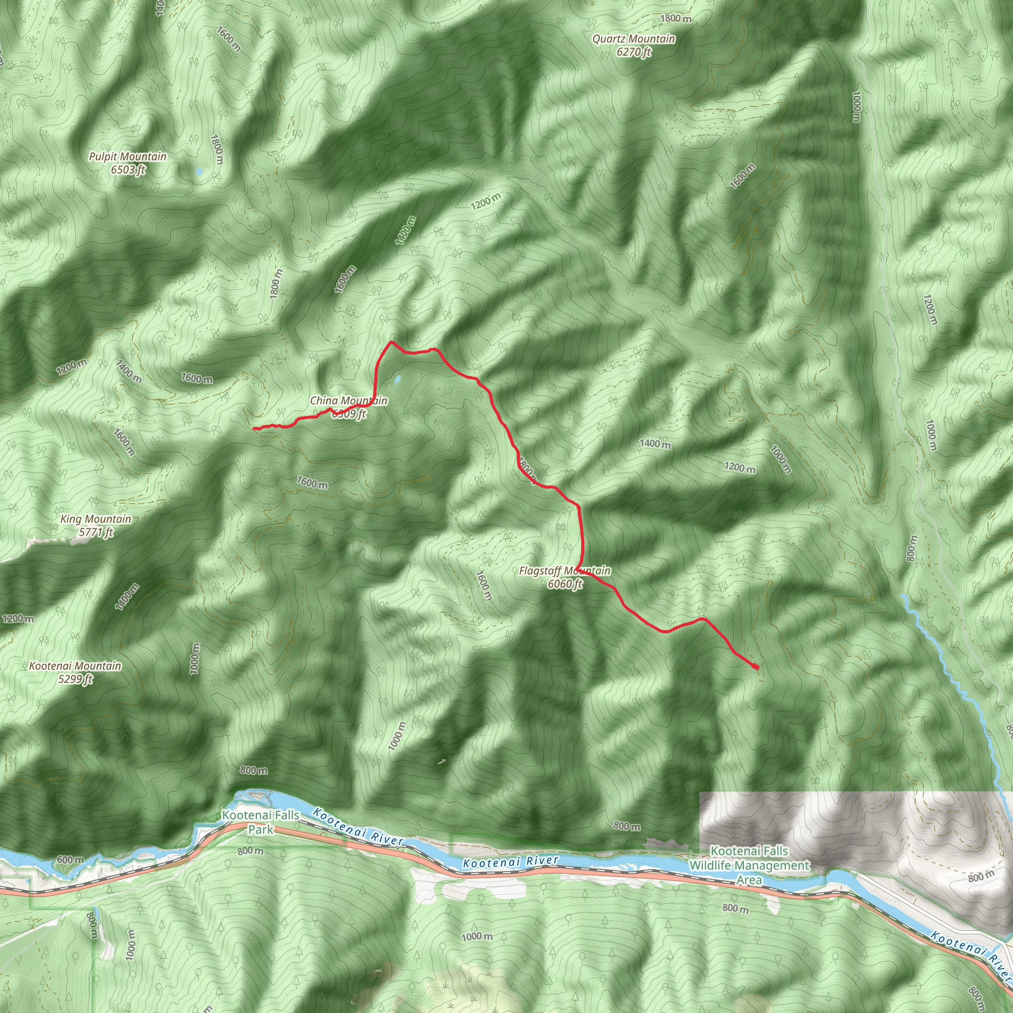 China Rim Mountain and Flagstaff Mountain Trail mobile static map