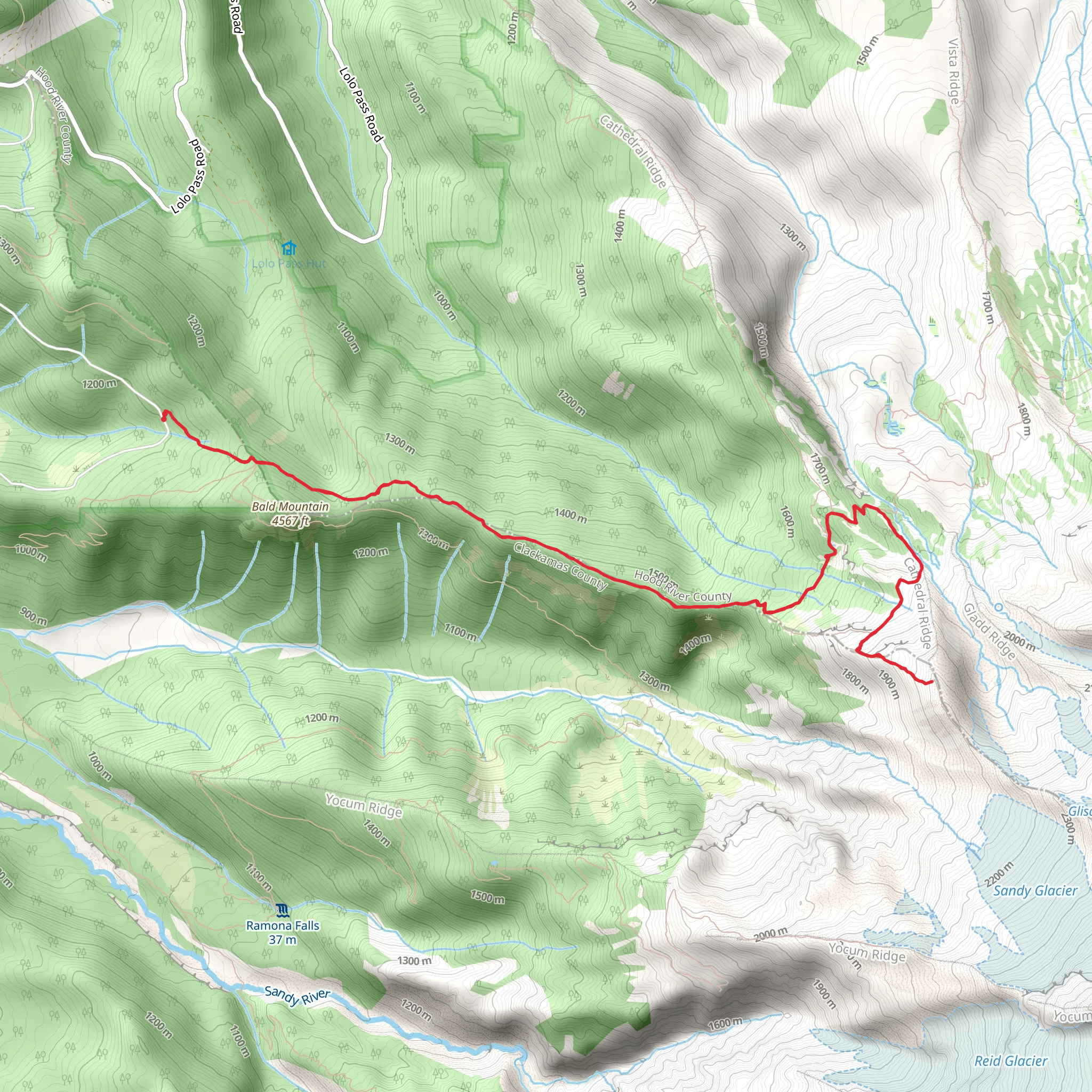 McNeil Point via Mount Hood Timerline Trail mobile static map