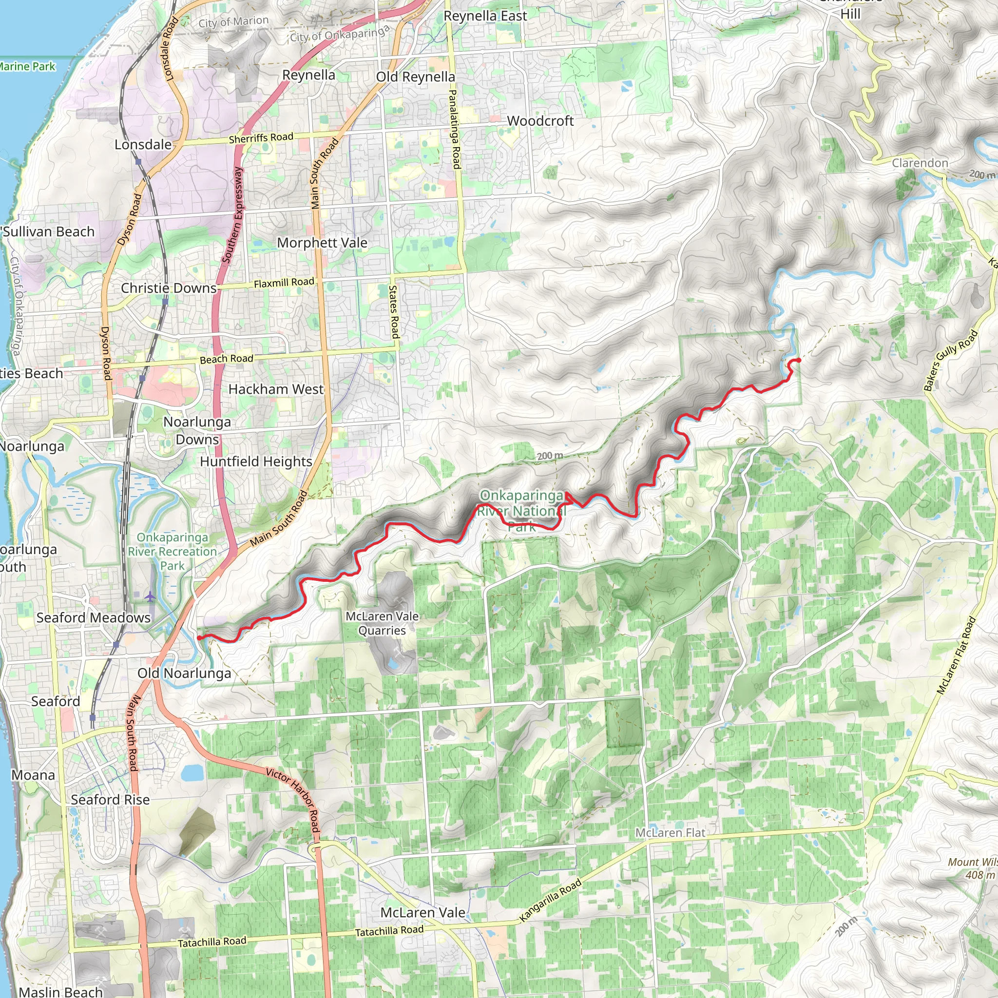Onkaparinga Gorge Trek mobile static map